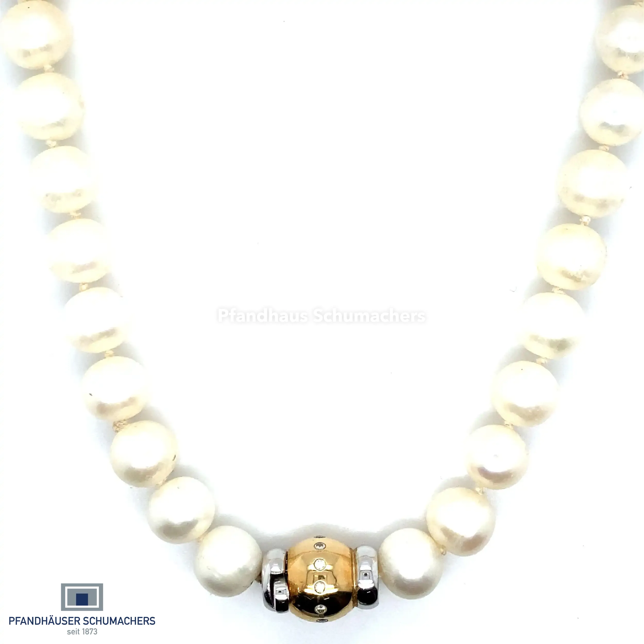 Perlenkette mit Goldverschluss Bicolor mit Brillanten 