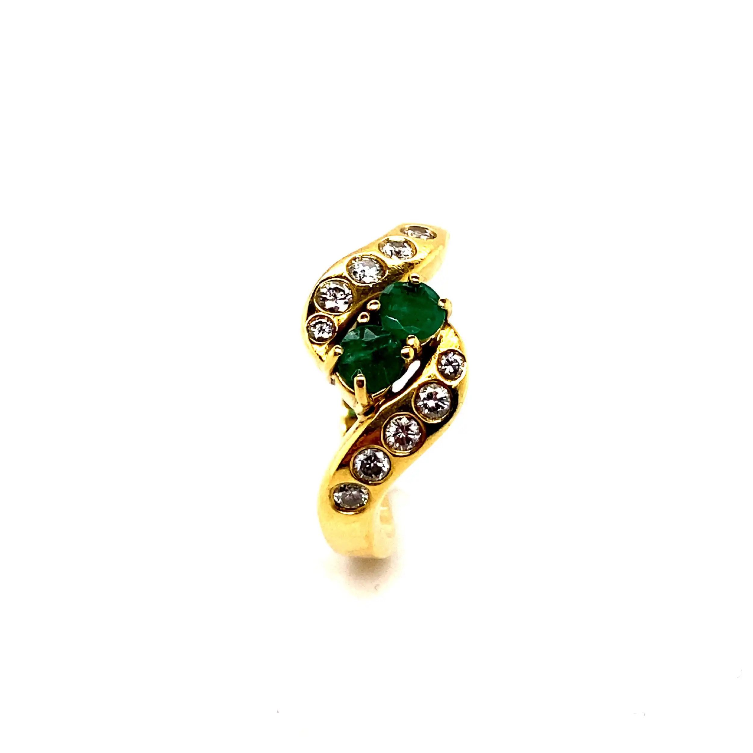 Ring Gelbgold mit Brillanten und Smaragden