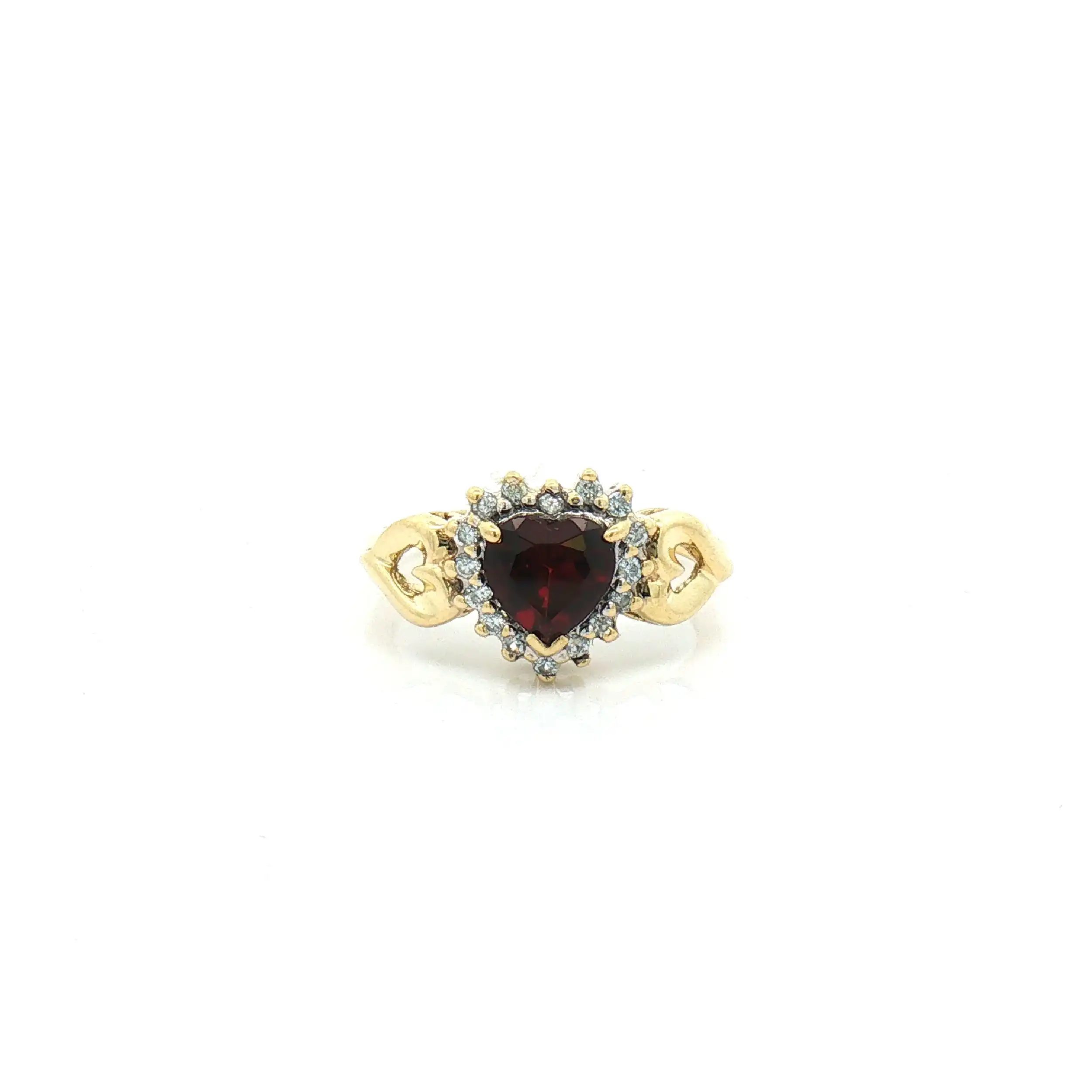 Ring Gelbgold mit Granat und Zirkonia