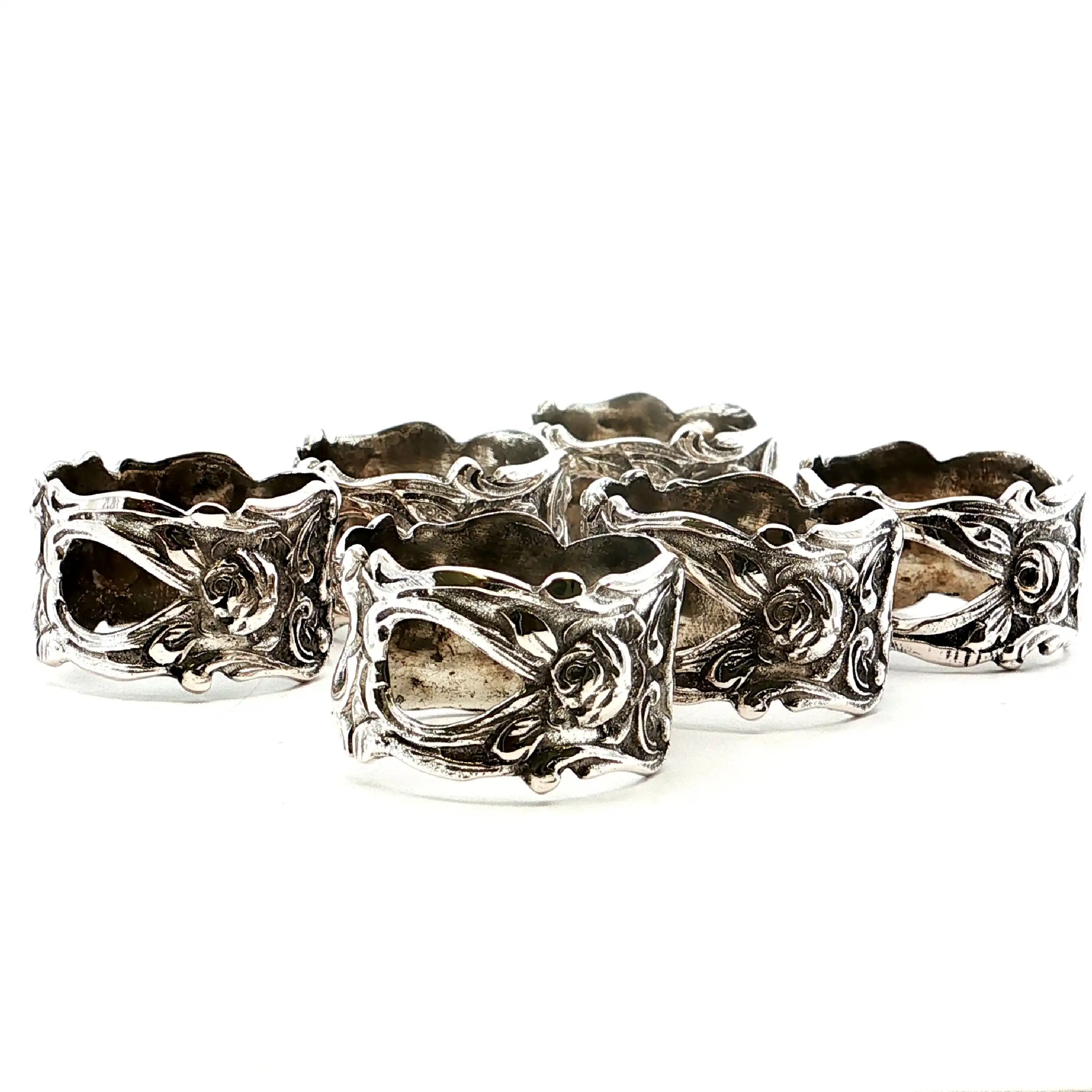 6 Serviettenringe Silber 6 Serviettenringe Silber