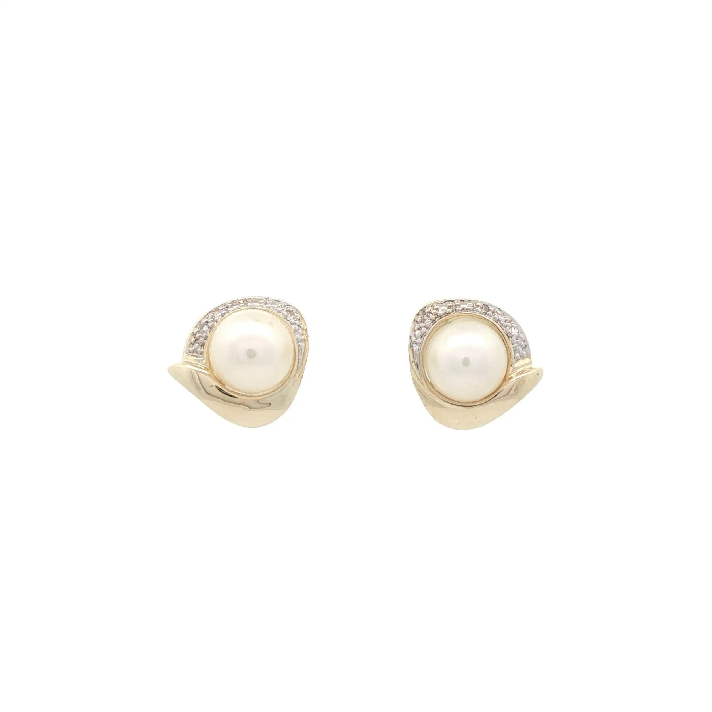 Ohrstecker Gelbgold mit Perle und Diamanten