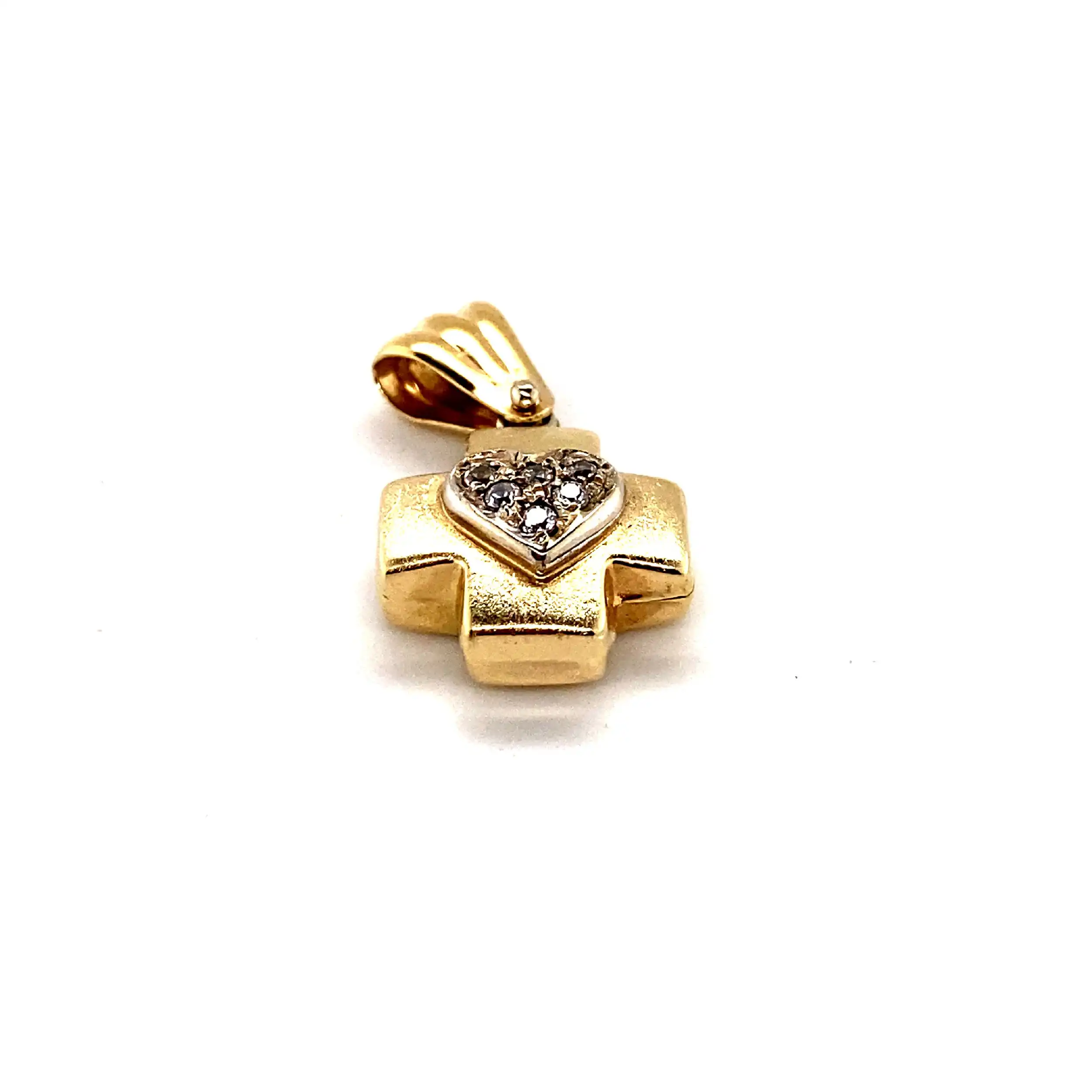 Anhänger Gelbgold Kreuz und Herz mit Zirkonia Anhänger Gelbgold Kreuz und Herz mit Zirkonia
