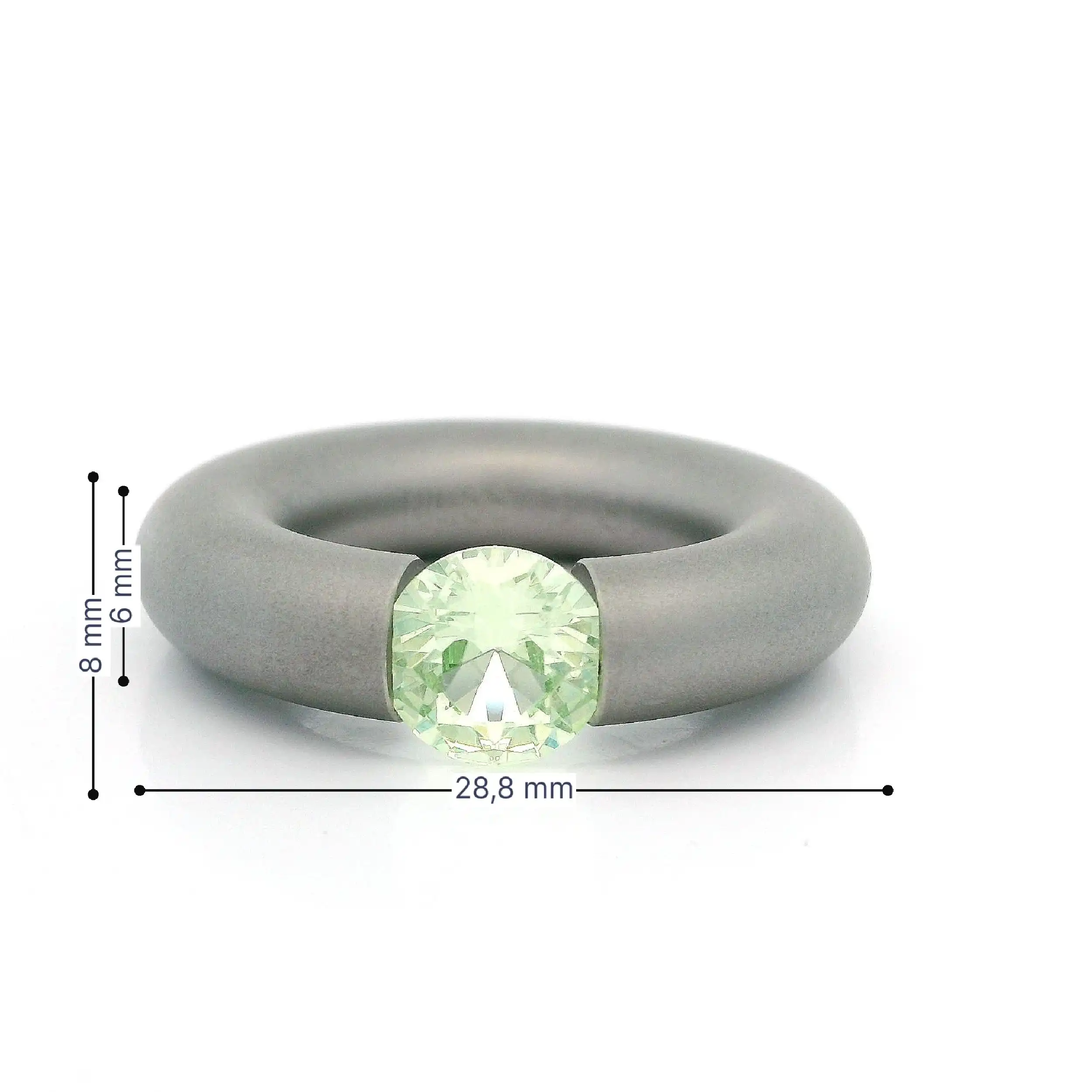 Spannring Edelstahl Niessing mit synthetischem Chrysolith