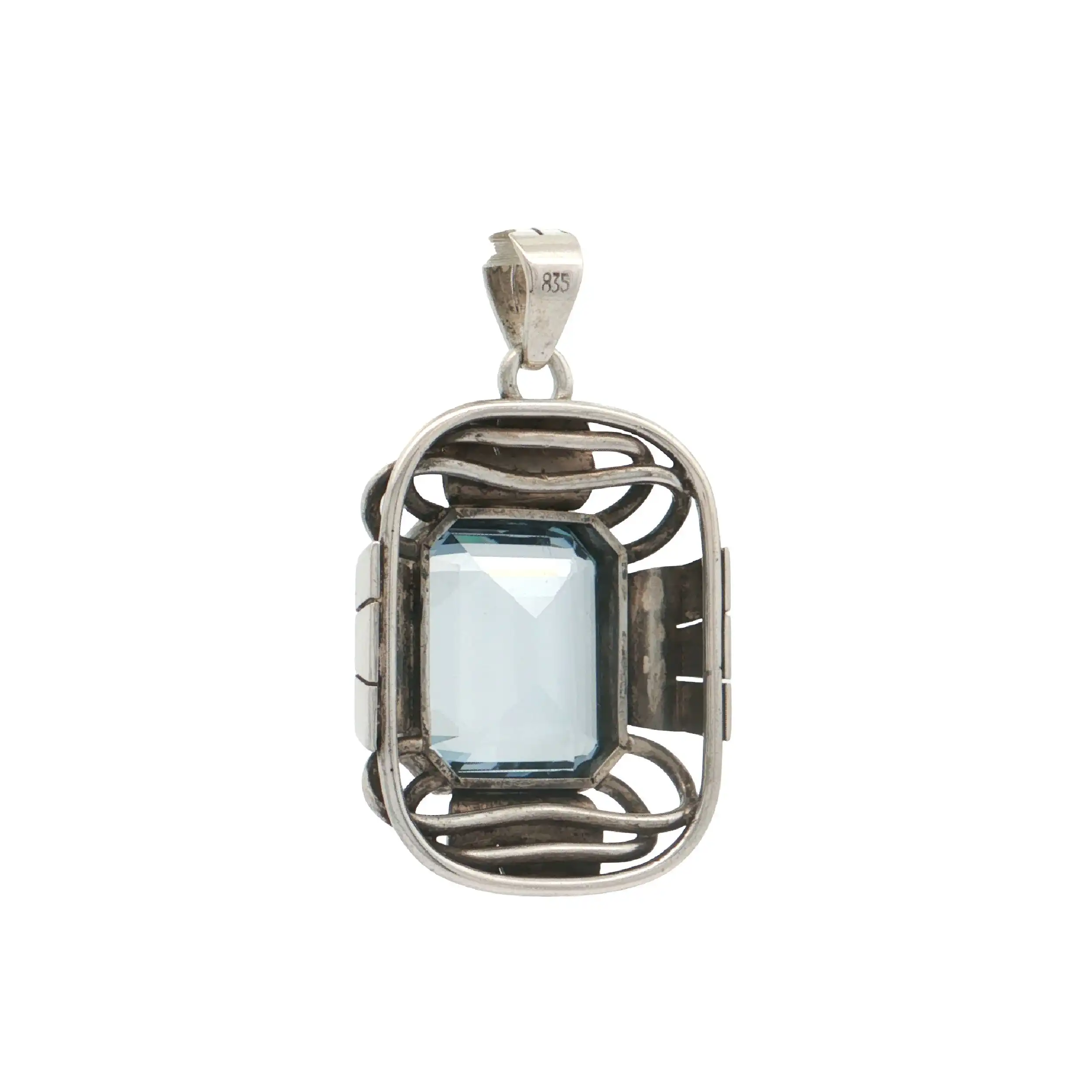 Anhänger Silber mit blauem Glasstein