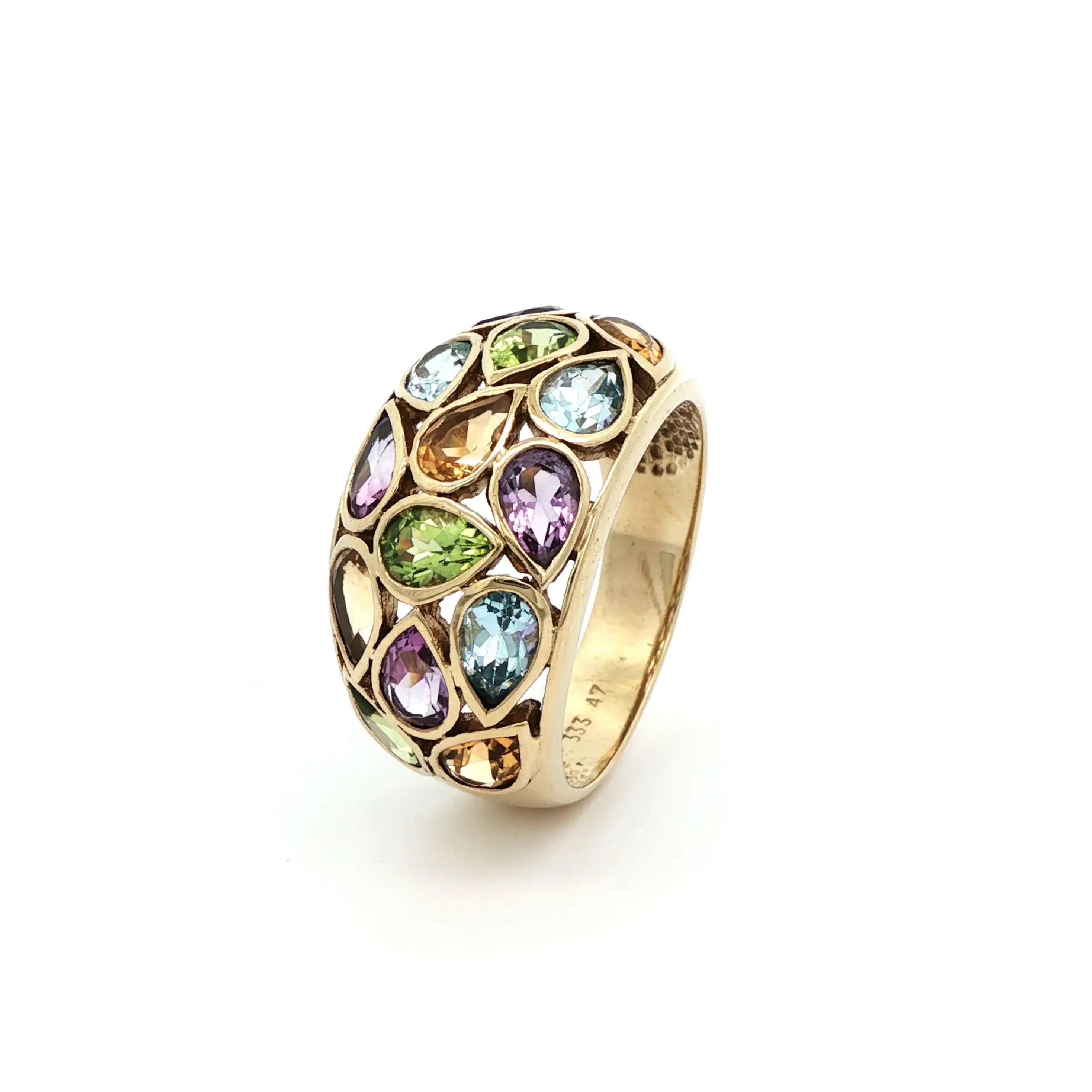 Ring Gelbgold mit diversen Farbsteinen