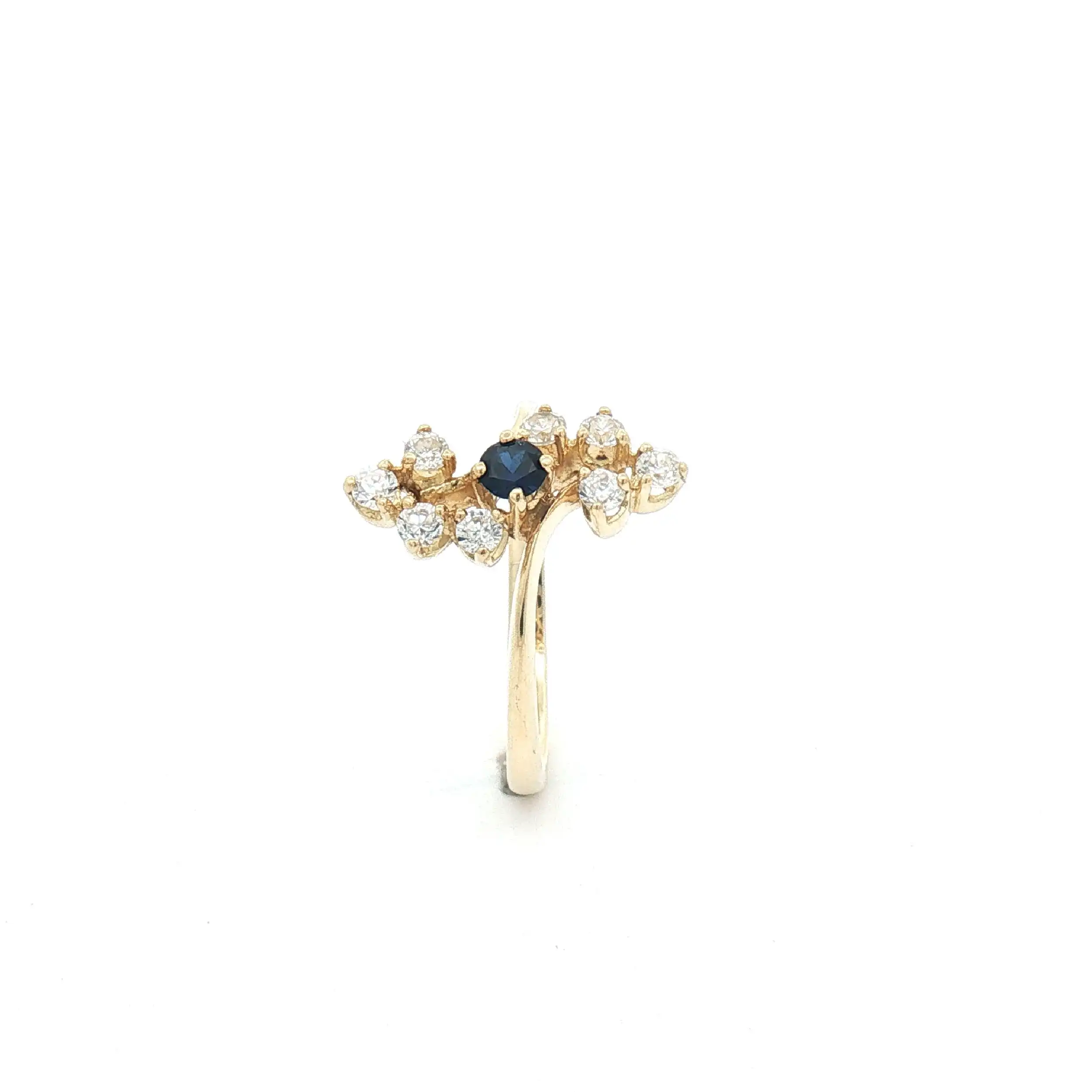 Ring Gelbgold mit blauem Farbstein und Zirkonia Ring Gelbgold mit blauem Farbstein und Zirkonia