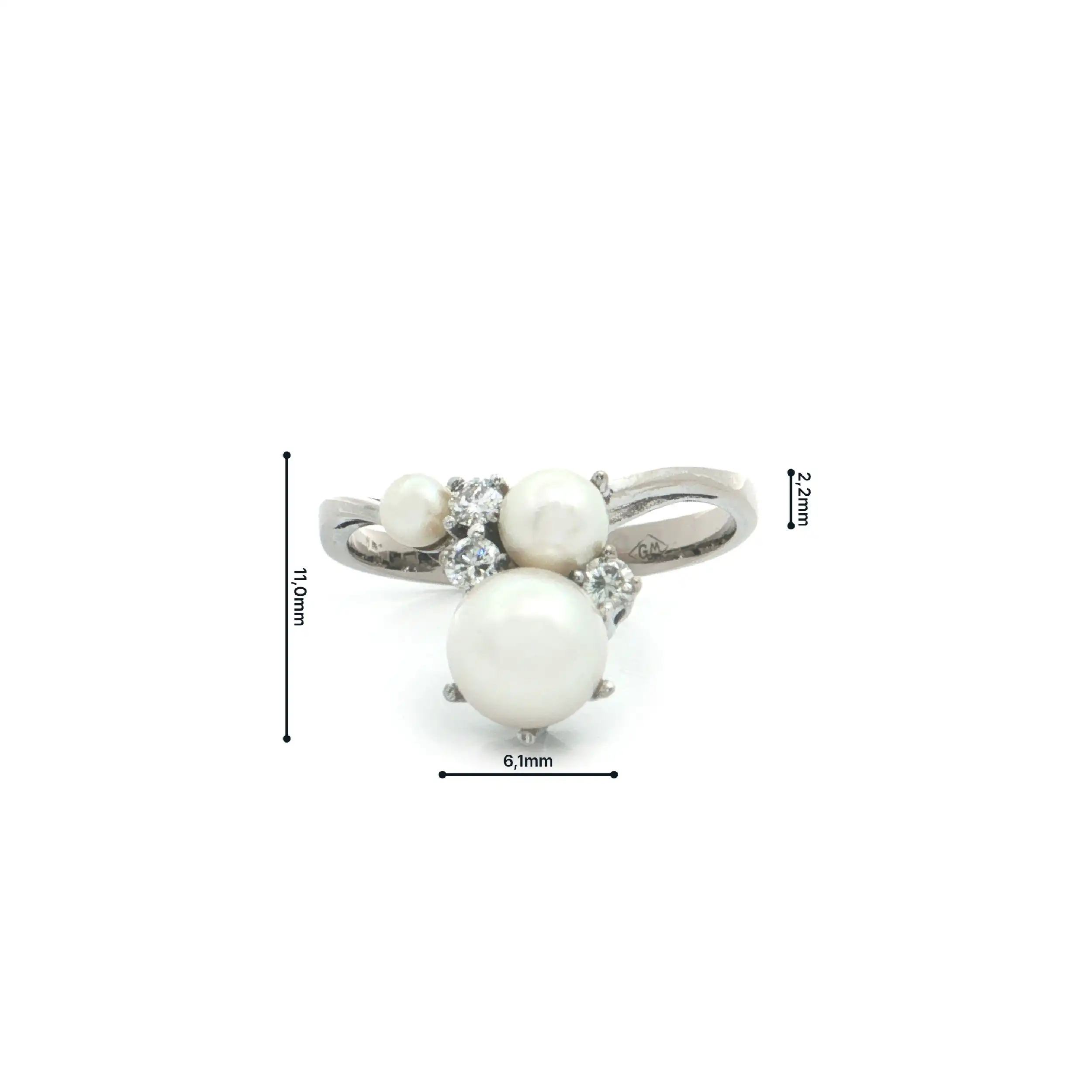 Ring Weißgold mit Perle und Brillanten