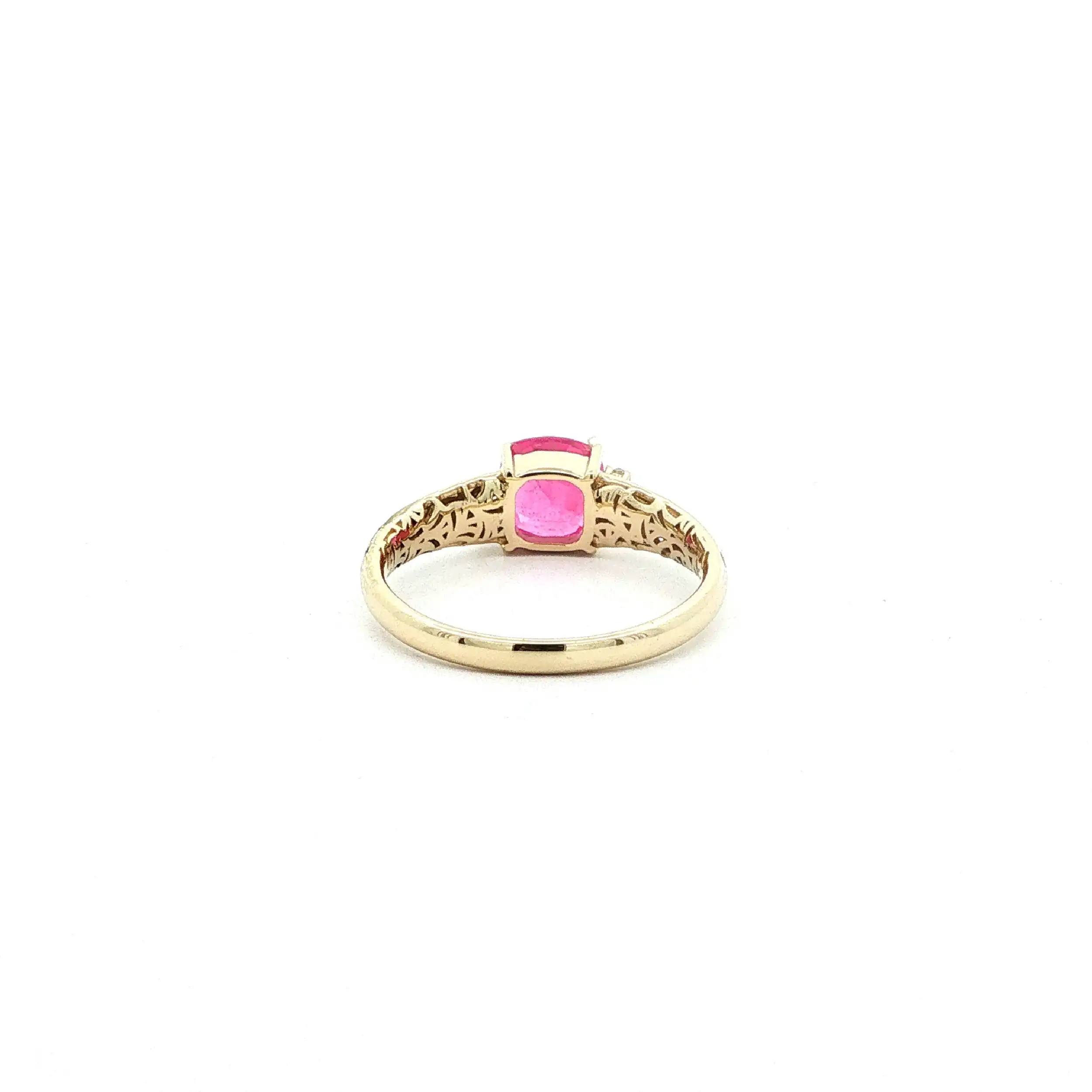 Ring Gelbgold JLO mit pinkem Saphir & Diamanten