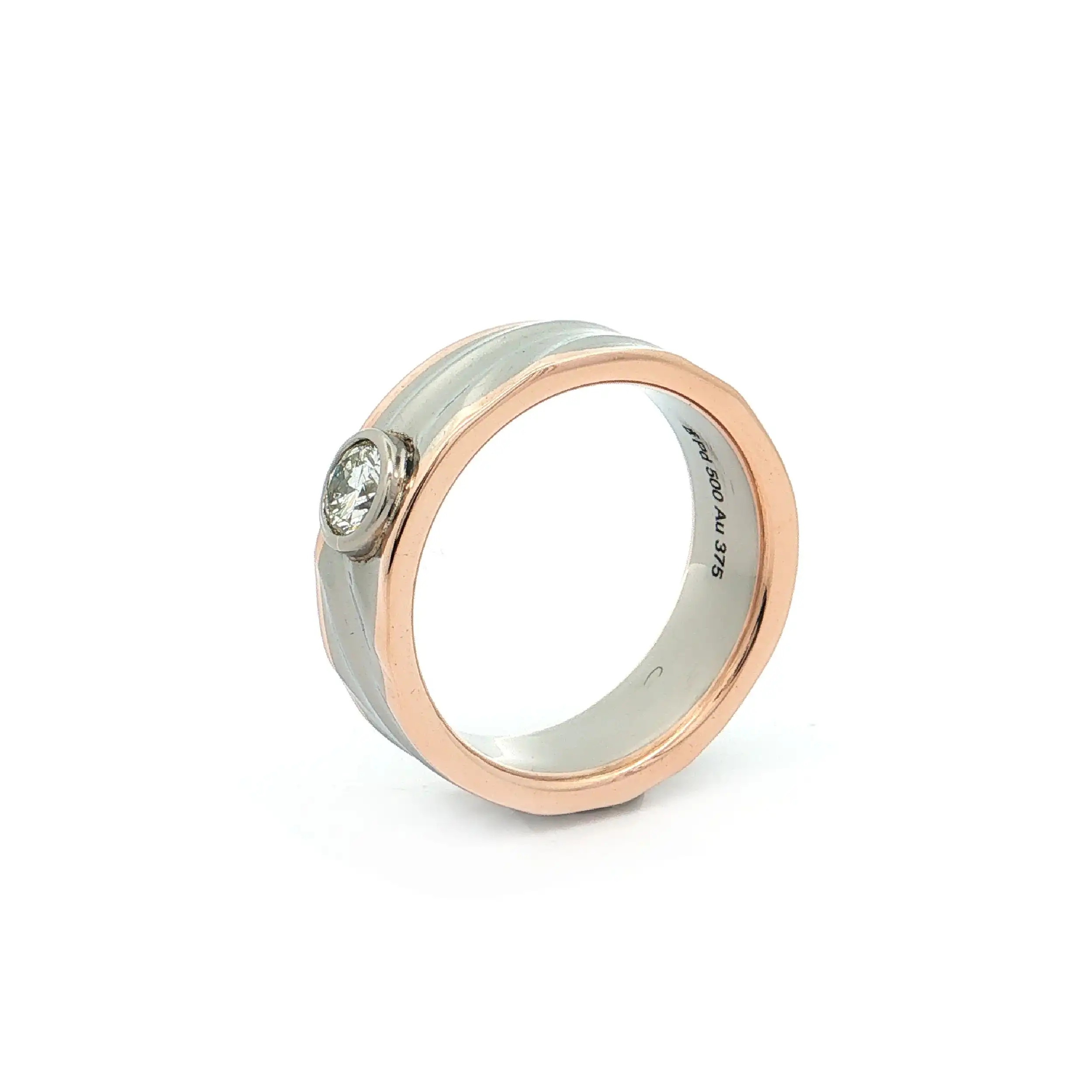Ring Rosegold und Palladium mit Brillant
