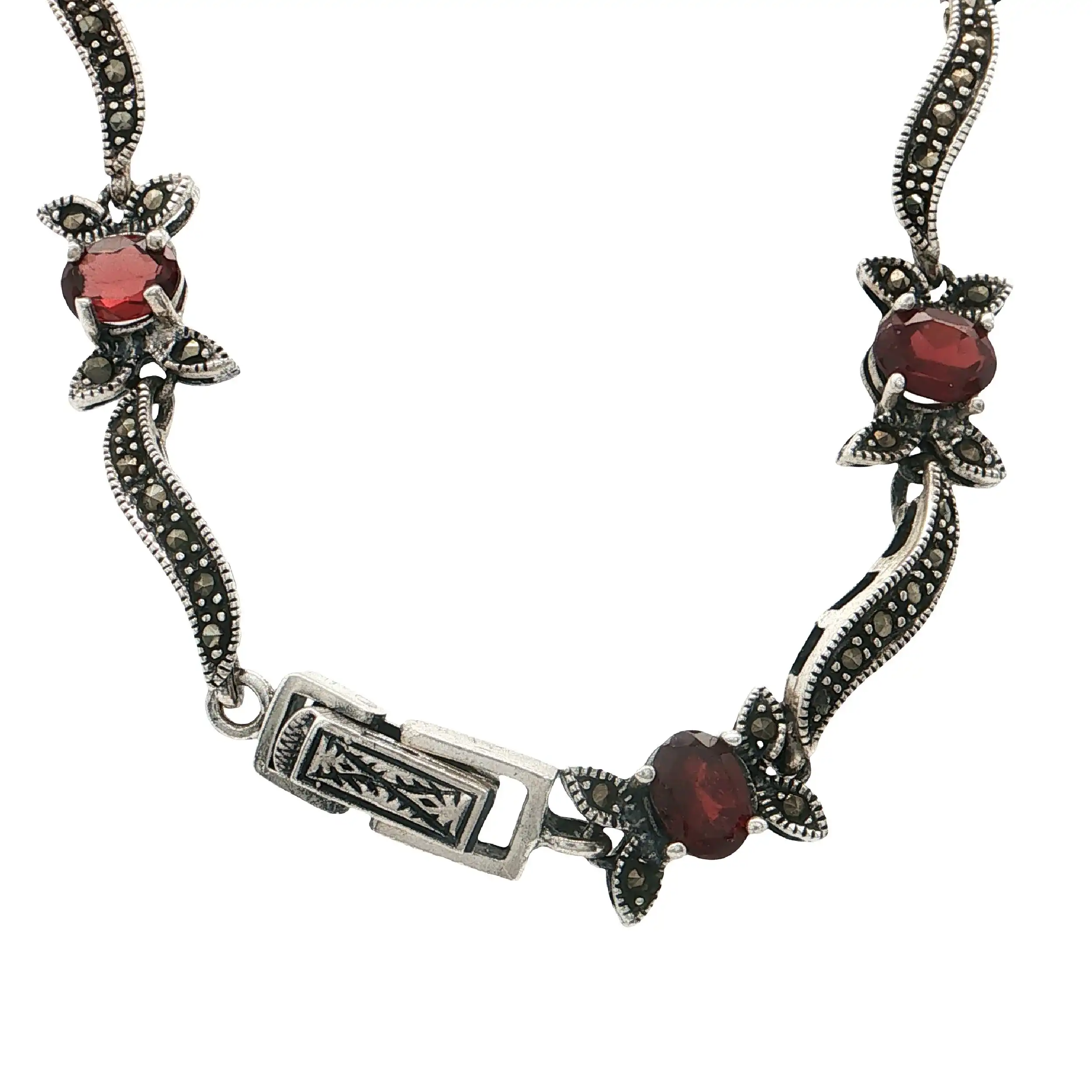 Collier Silber mit Granat und Markasiten