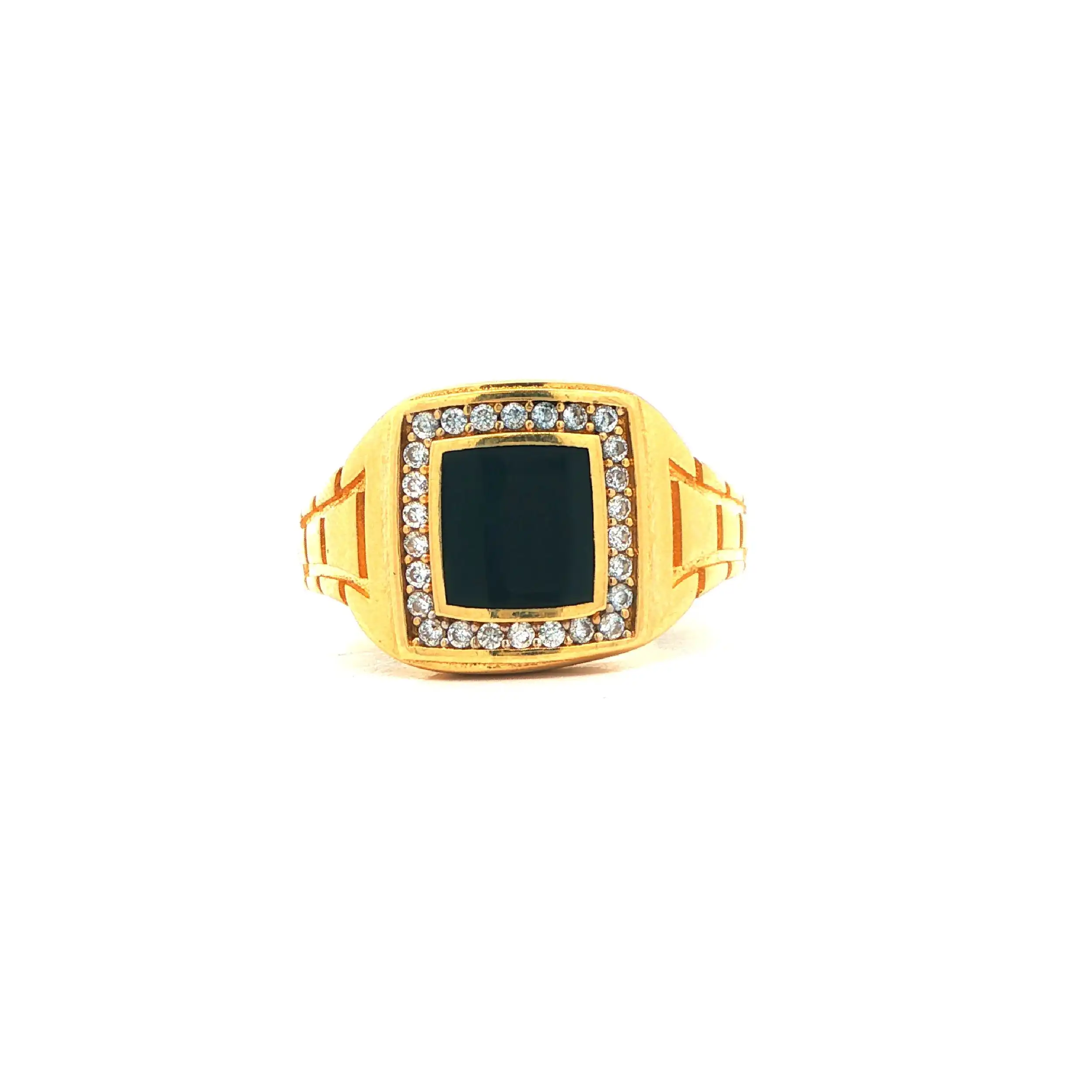Ring Gelbgold mit Onyx und Zirkonia Ring Gelbgold mit Onyx und Zirkonia