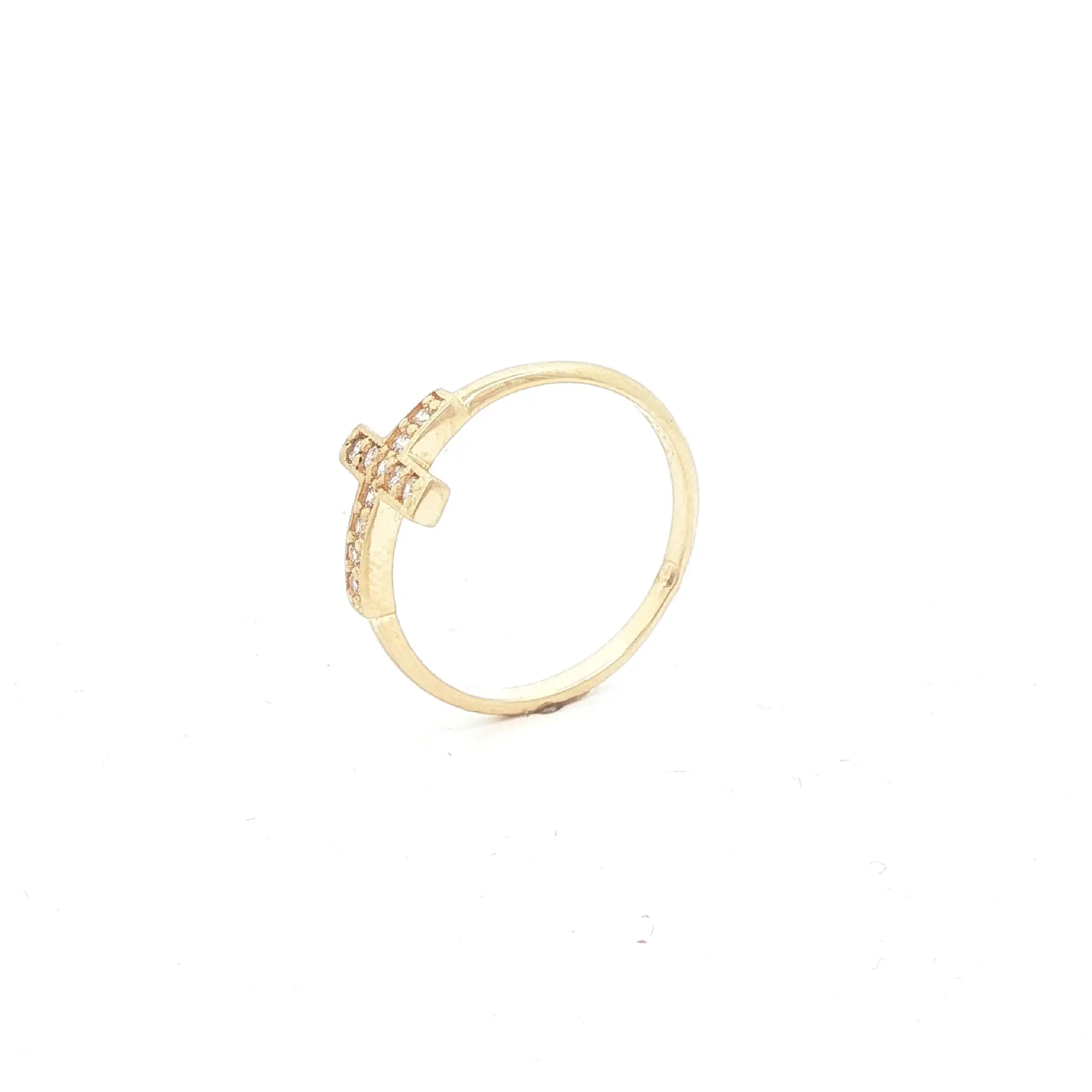 Ring Gelbgold Kreuz mit Zirkonia