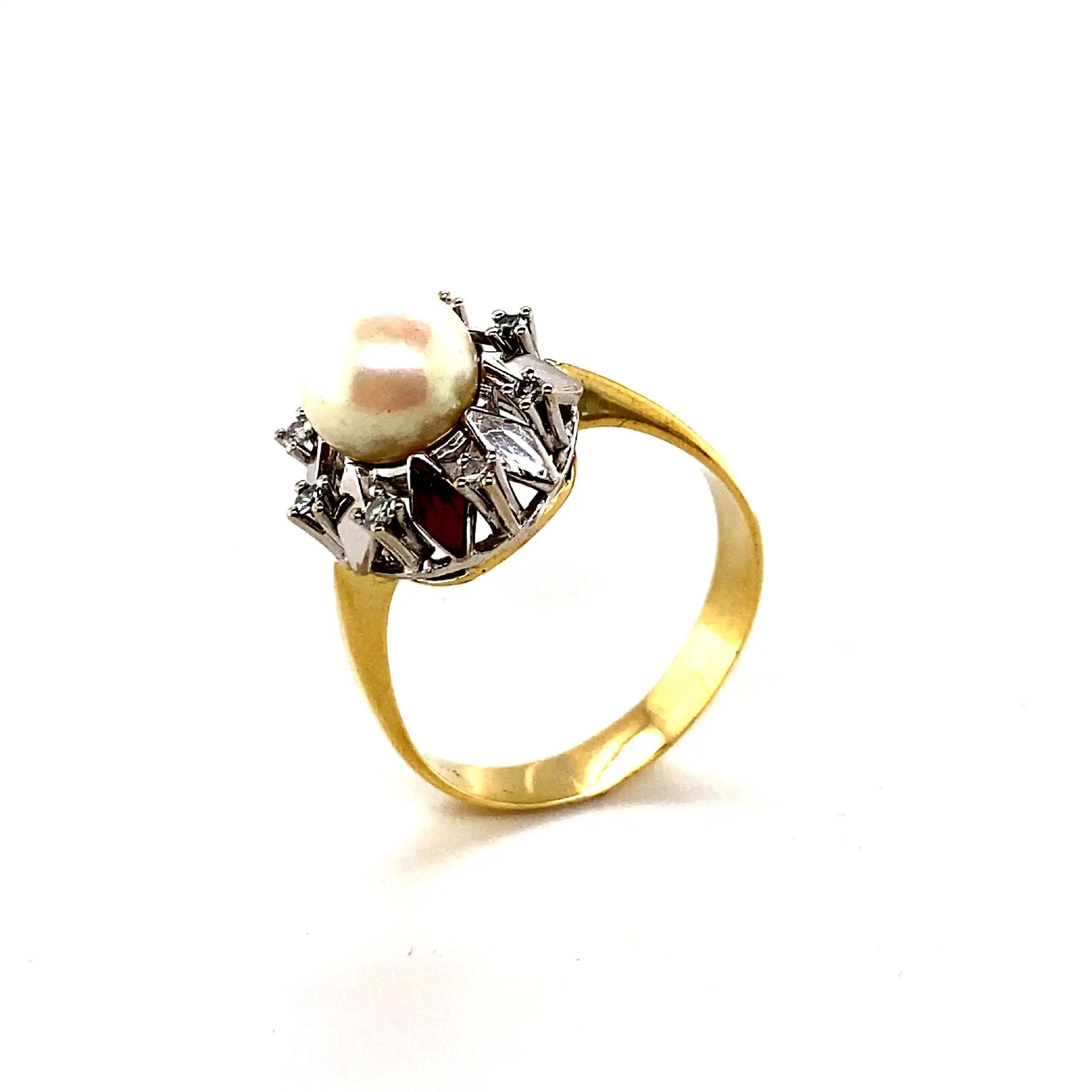 Ring Bicolor mit Perle und Diamanten Ring Bicolor mit Perle und Diamanten