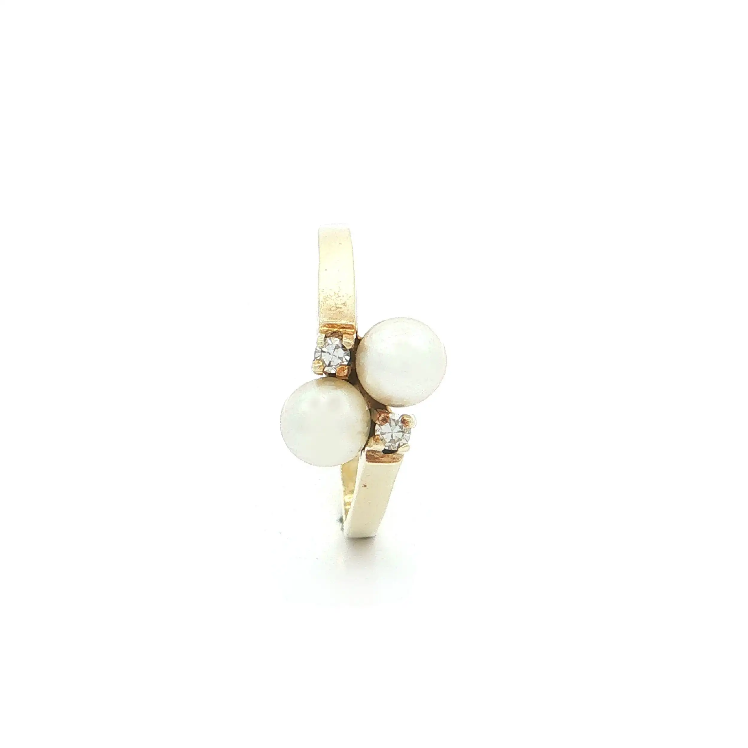 Ring Gelbgold mit Perlen und Diamanten