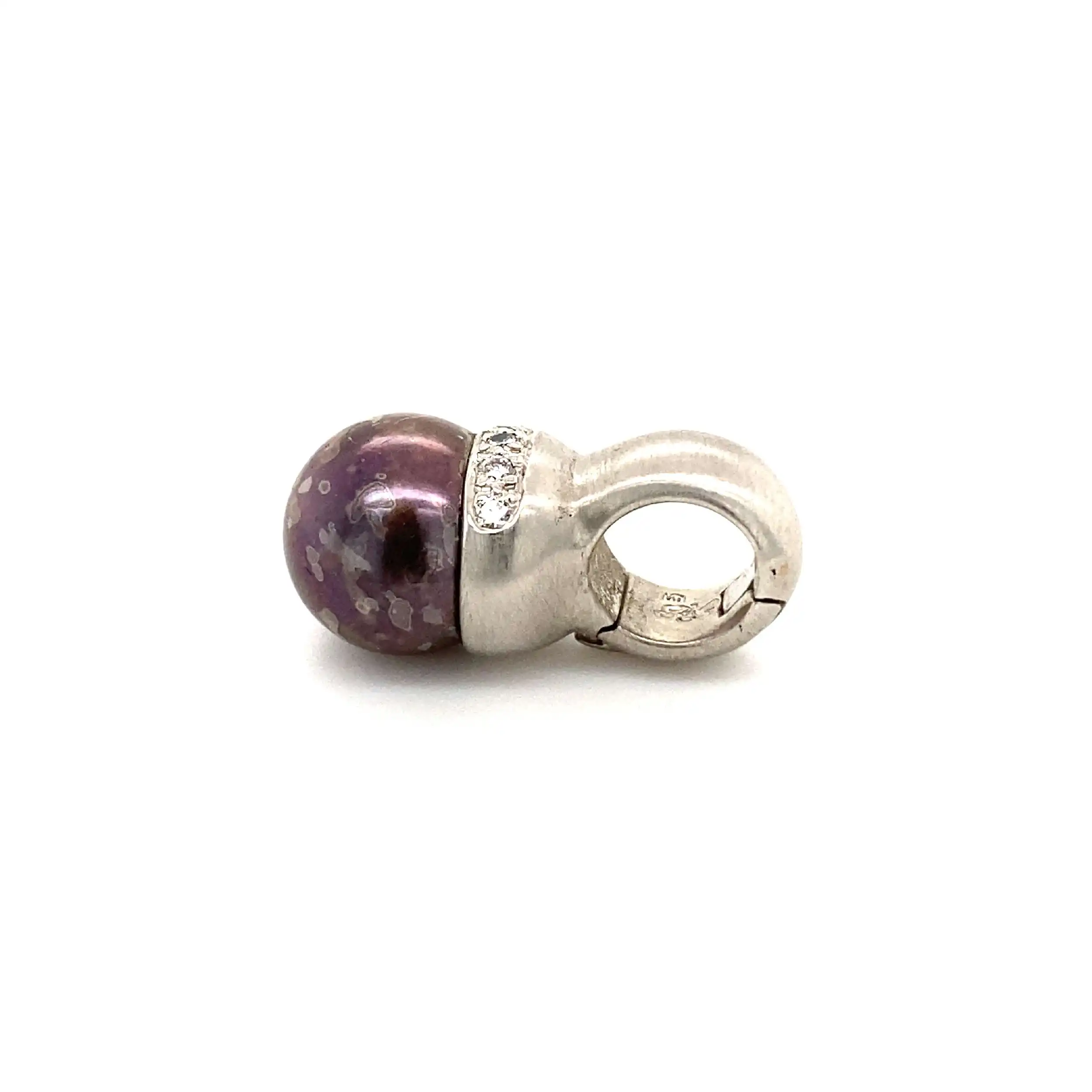 Anhänger/Clip Weißgold mit grauer Perle & Brillanten, graviert mit 0,05ct.