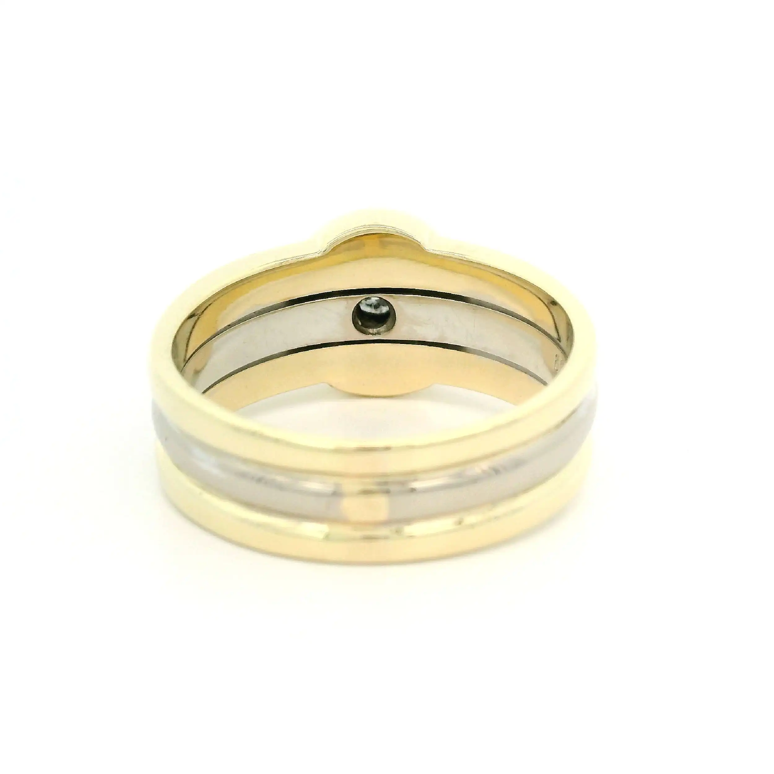 Ring Bicolor mit Brillant, graviert mit 0,22 ct