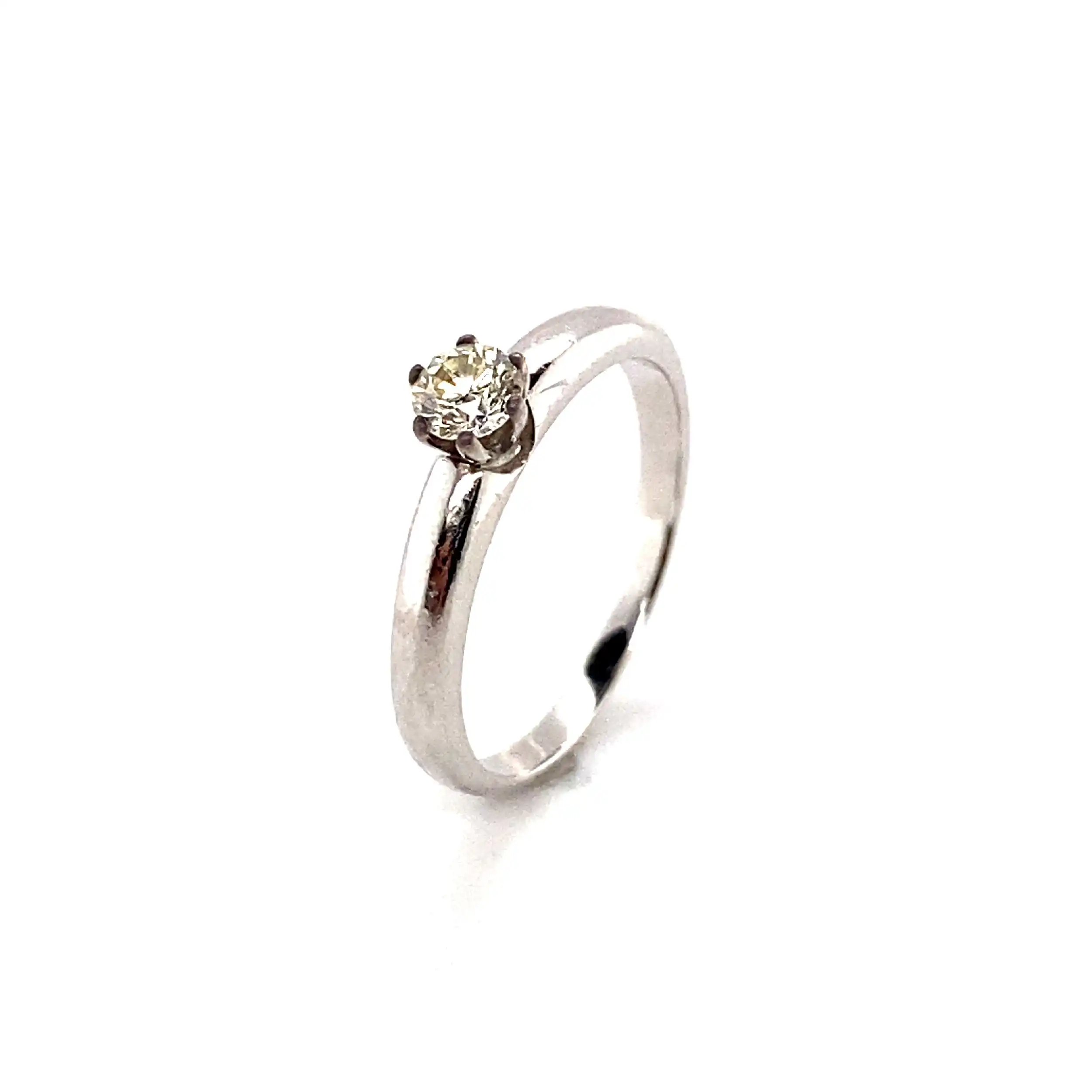 Ring Weißgold mit Brillant, graviert mit 0,25ct