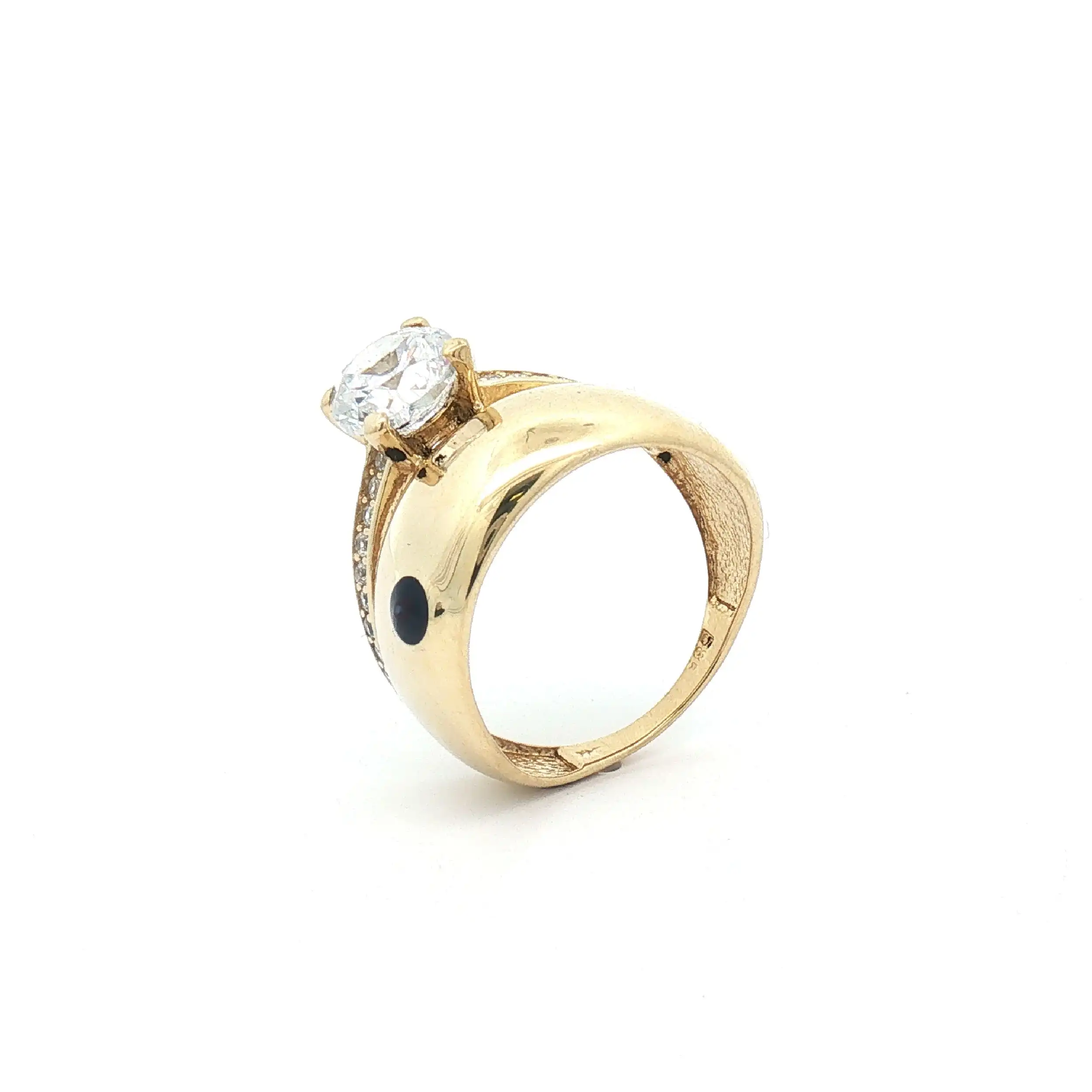 Ring Gelbgold mit Zirkonia und blauem Farbstein Ring Gelbgold mit Zirkonia und blauem Farbstein