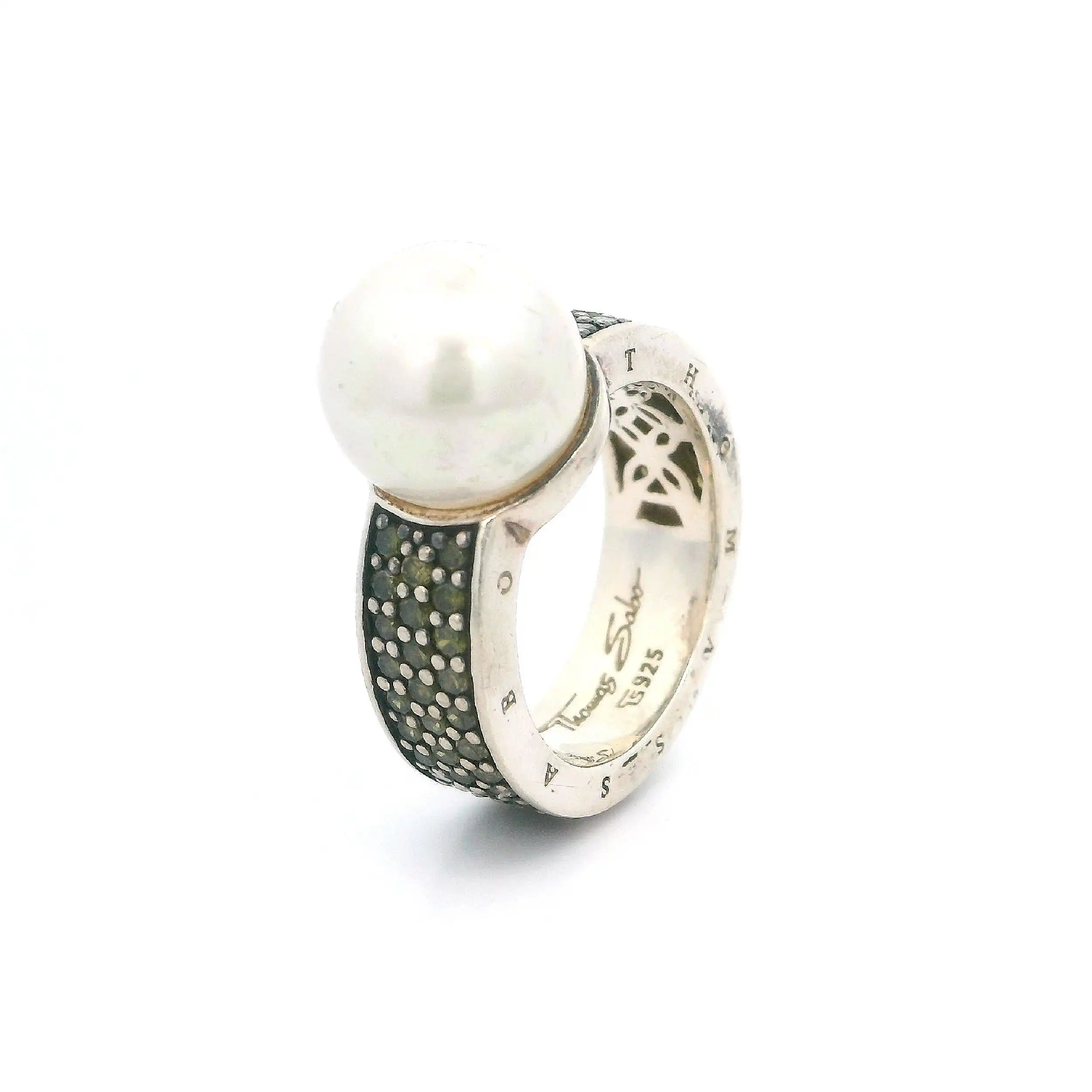 Ring mit Perle und grünen Steinen Thomas Sabo Ring mit Perle und grünen Steinen Thomas Sabo