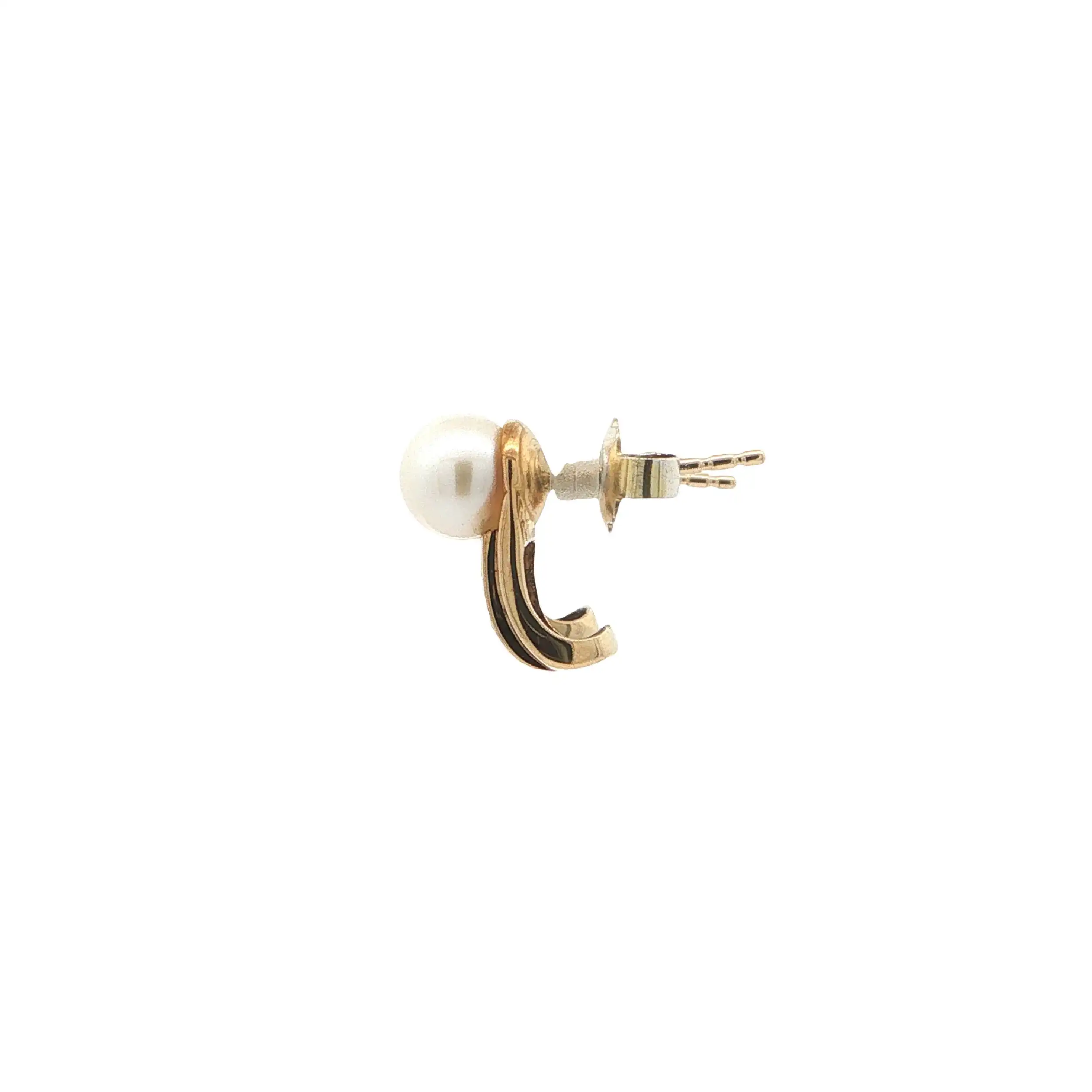 Ohrsteker Gelbgold mit Perle & Diamanten