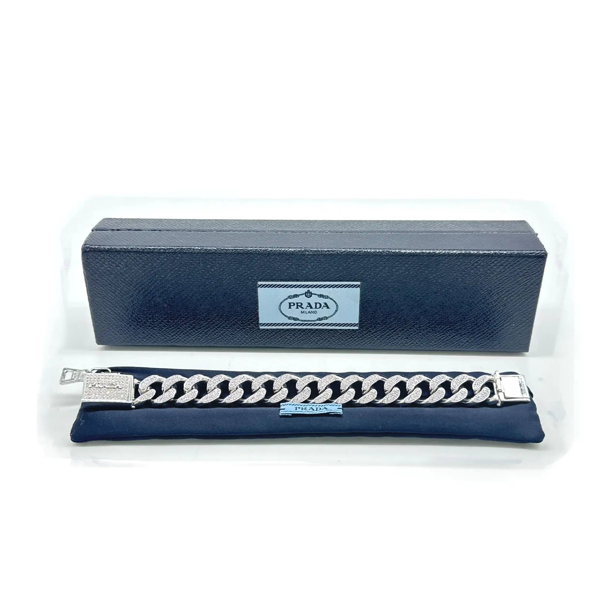 Panzerarmband mit Zirkonia Iced Out "Prada" mit Box und Täschchen