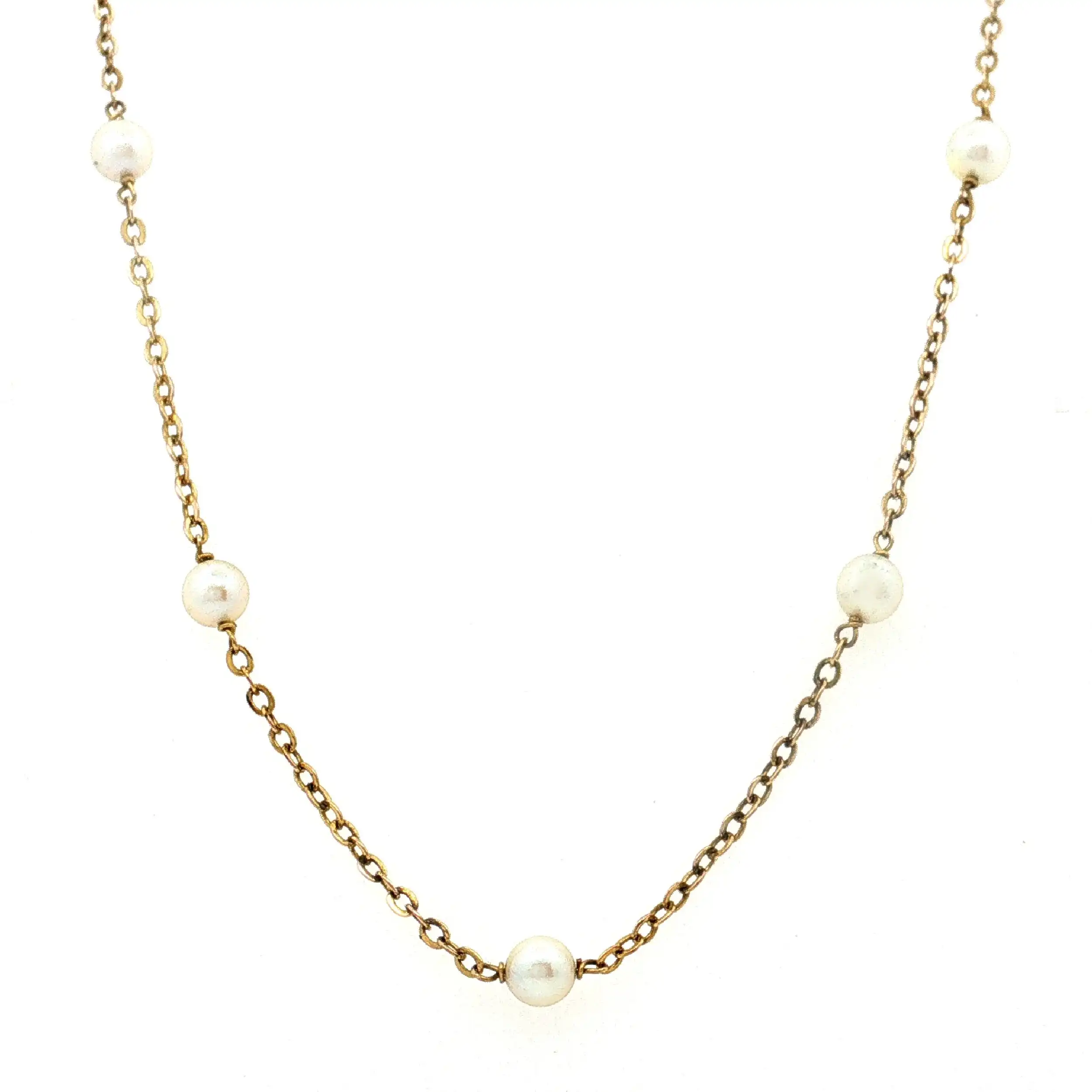 Ankerkette Gelbgold mit Perlen