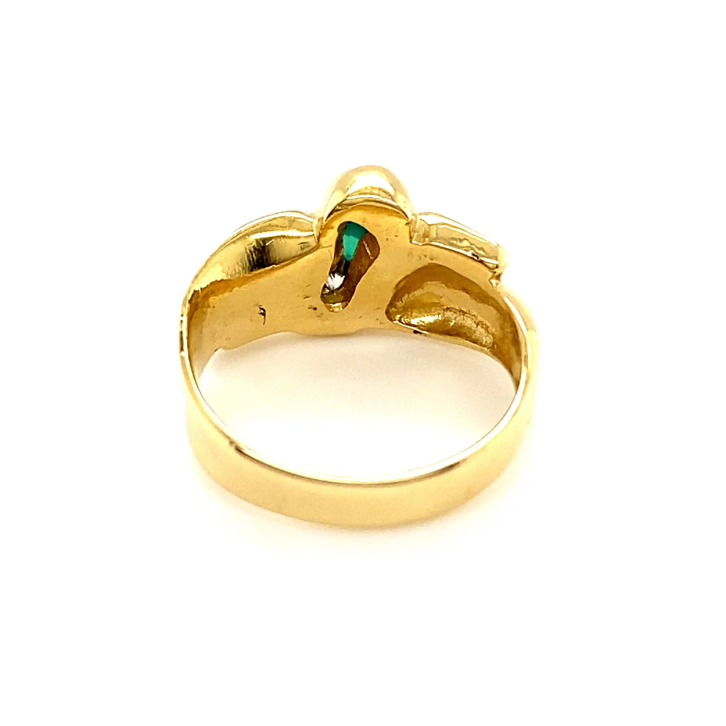 Ring Gelbgold mit grünem Farbstein & Zirkonia