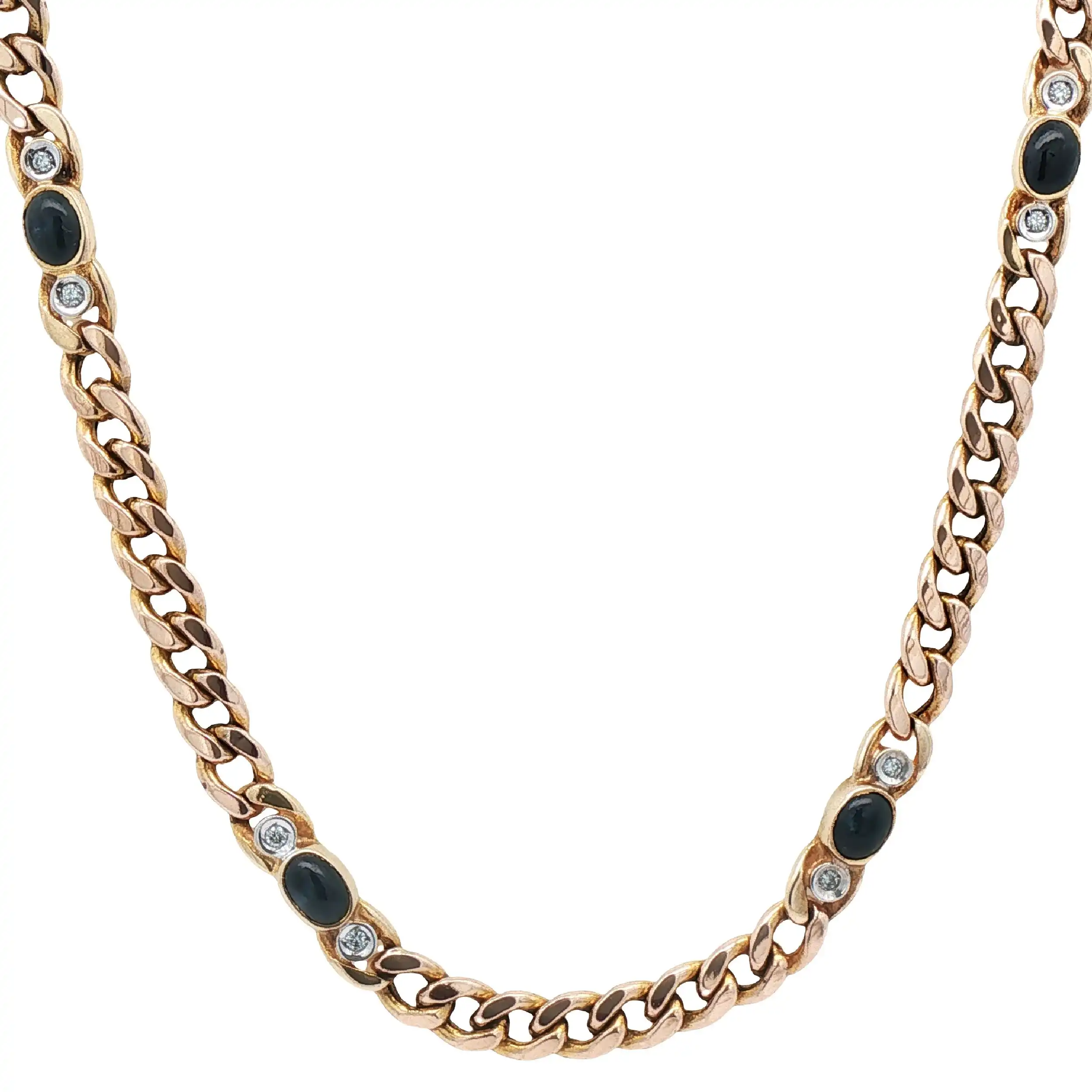 Panzerkette Gelbgold mit Saphiren und Brillanten