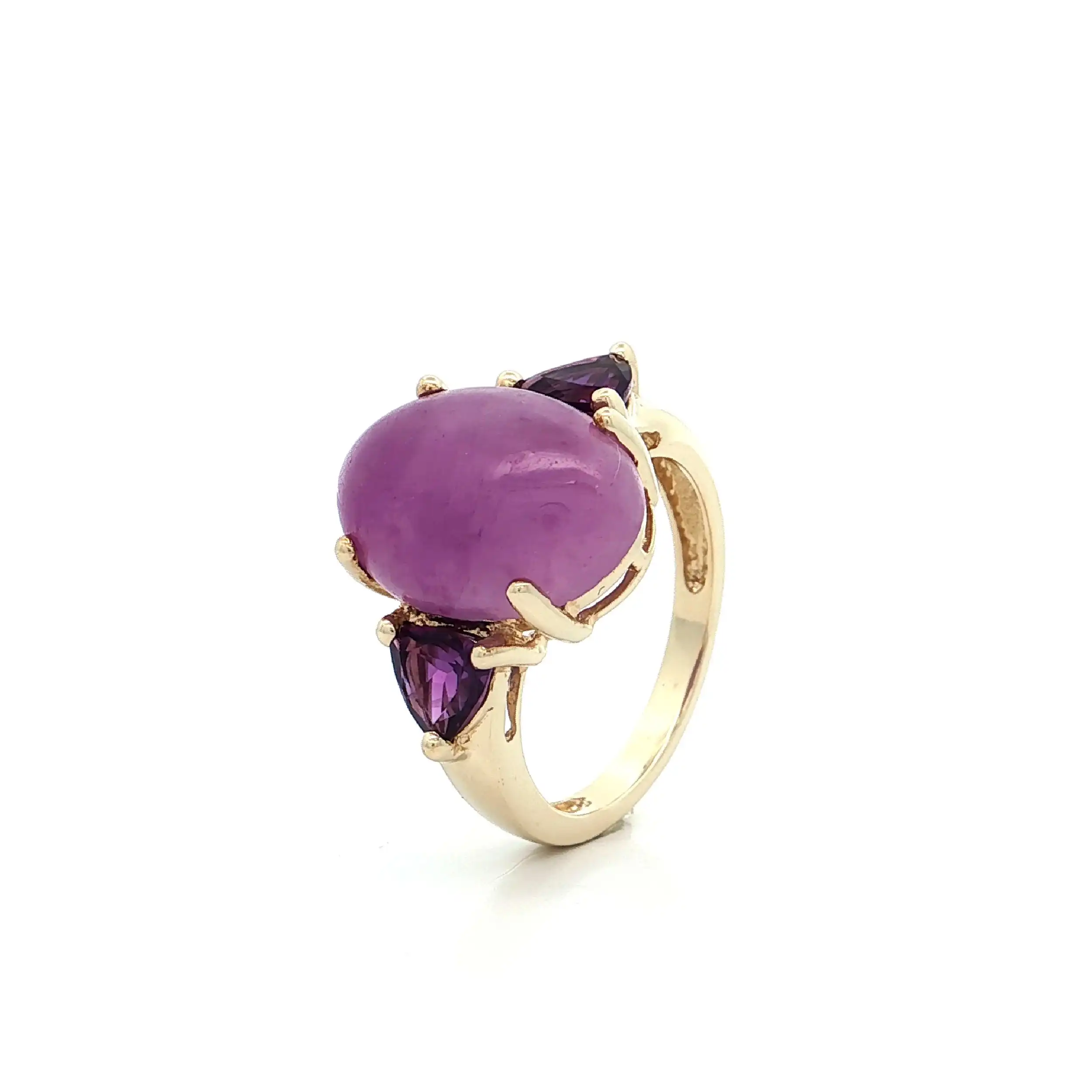 Ring Gelbgold mit lila Jade Cabochon und Amethyst Ring Gelbgold mit lila Jade Cabochon und Amethyst