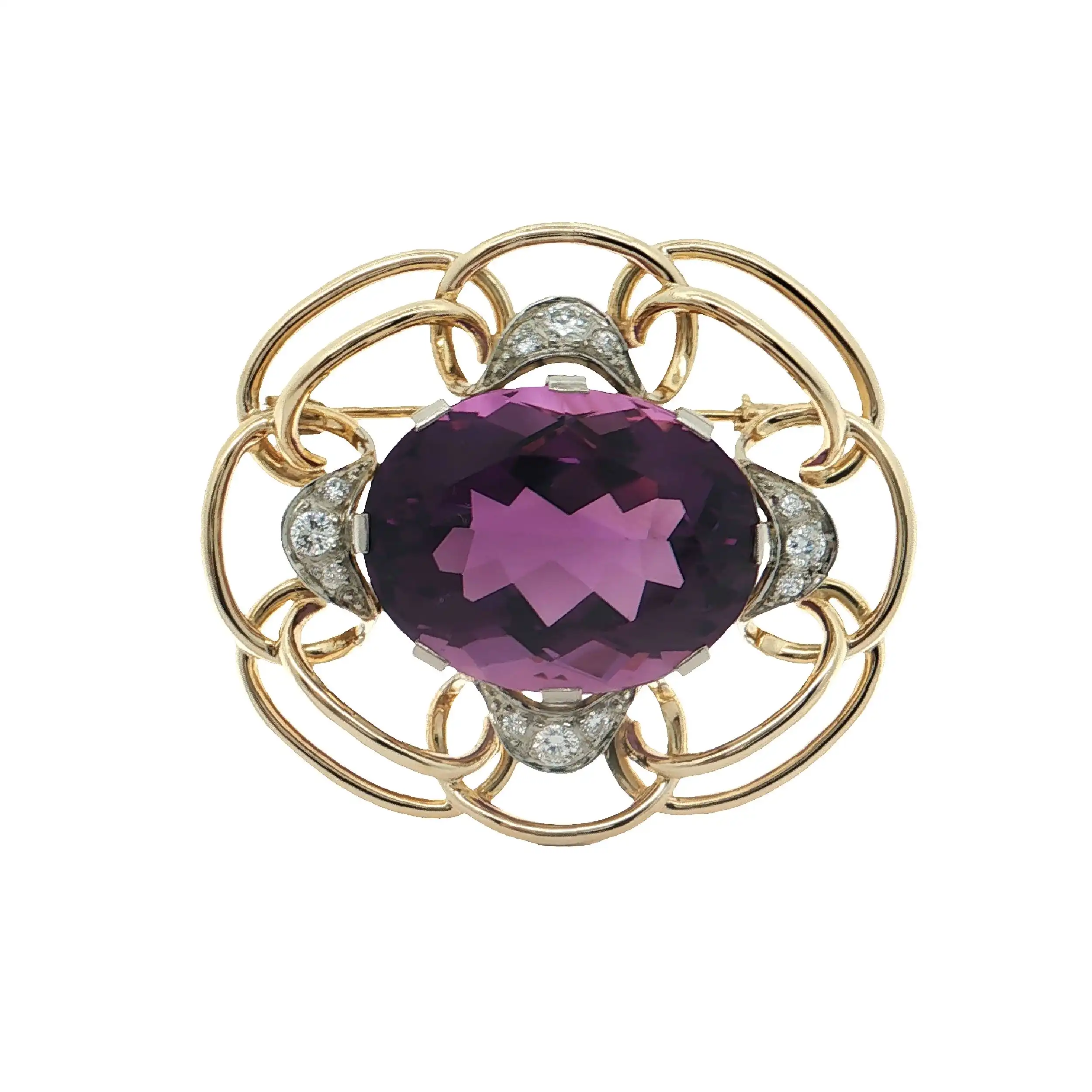Brosche Bicolor mit Amethyst und Brillanten Brosche Bicolor mit Amethyst und Brillanten