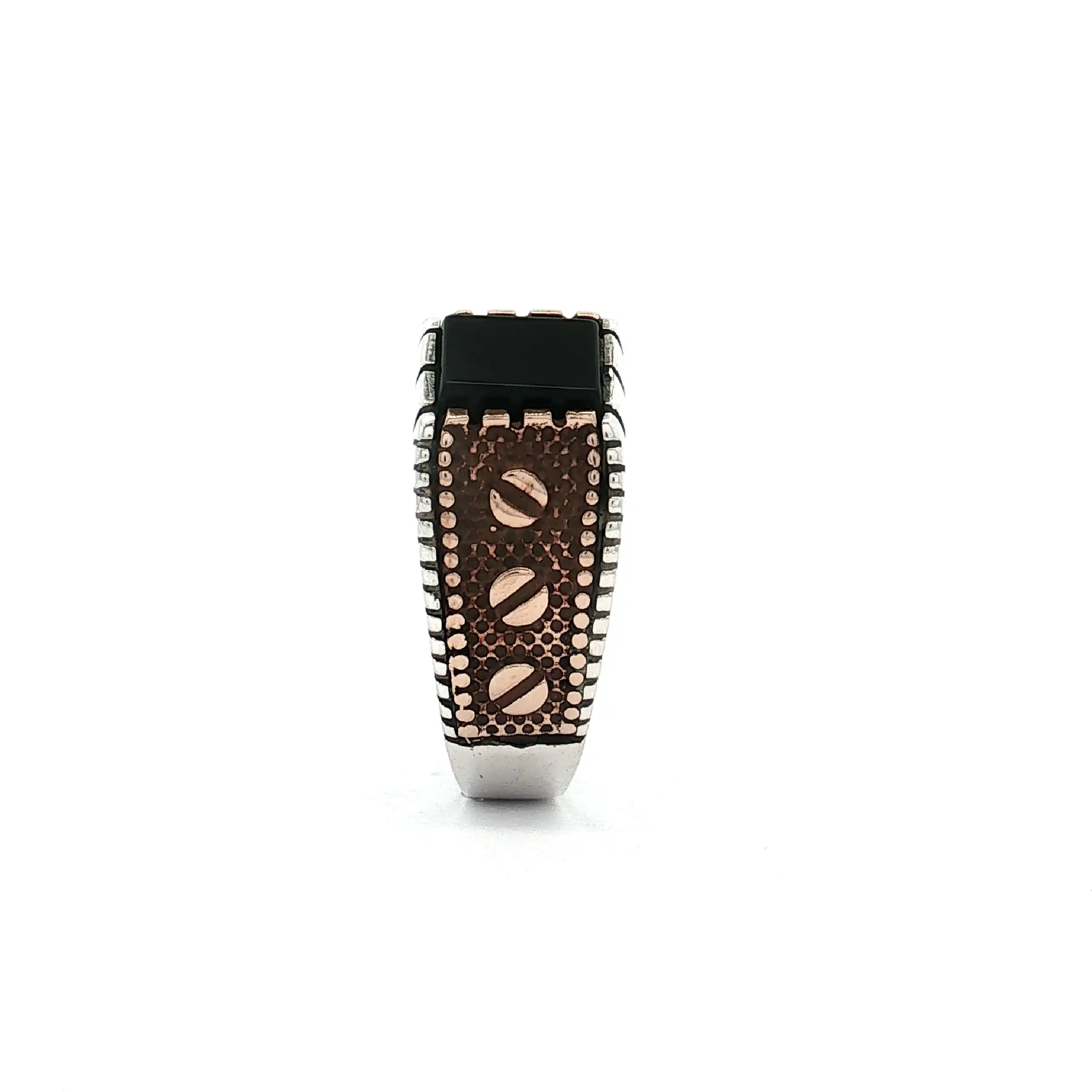 Herrenring Silber teilvergoldet mit Onyx Herrenring Silber teilvergoldet mit Onyx