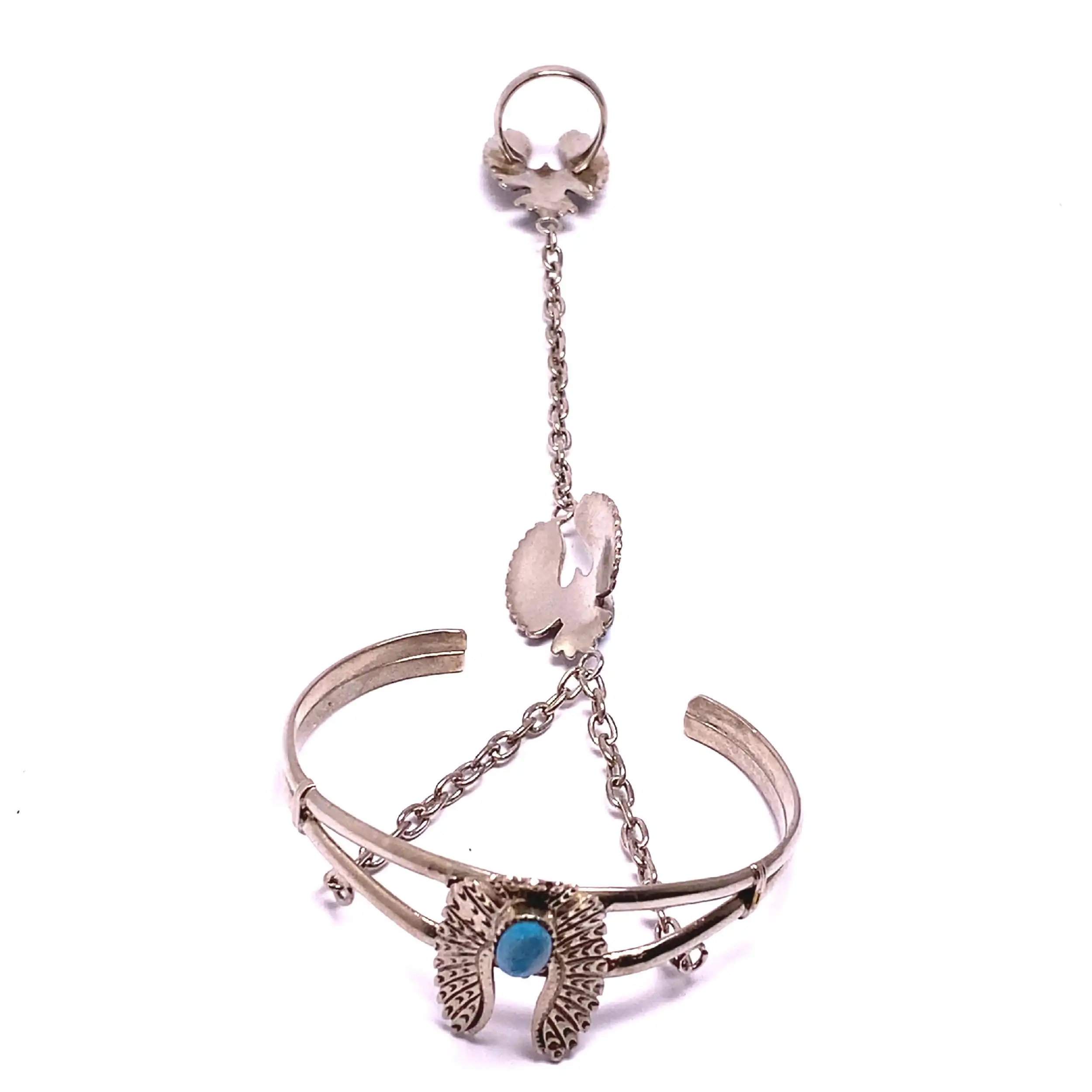 Armreif Silber mit Ring und Türkis Armreif Silber mit Ring und Türkis