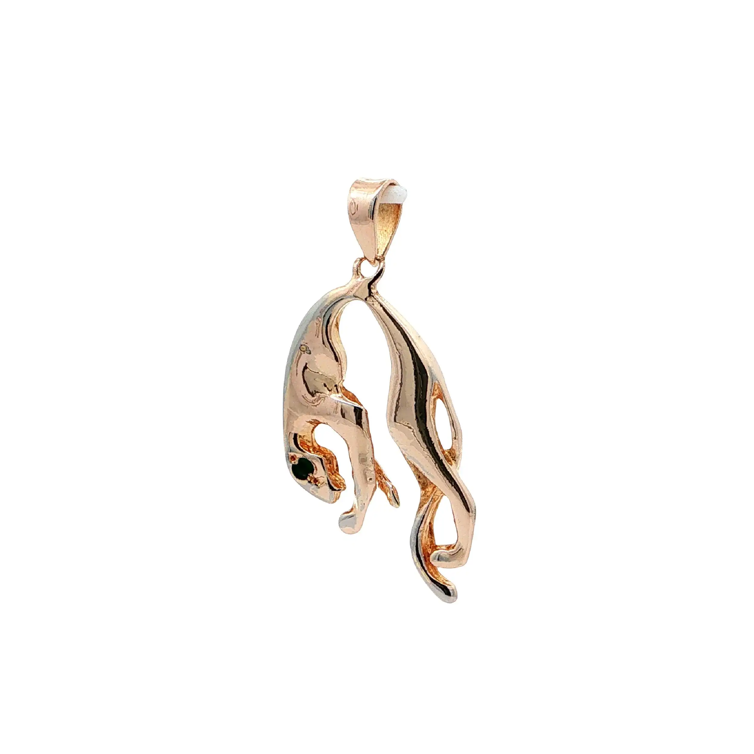 Anhänger Roségold Panther mit grünen Farbsteinen