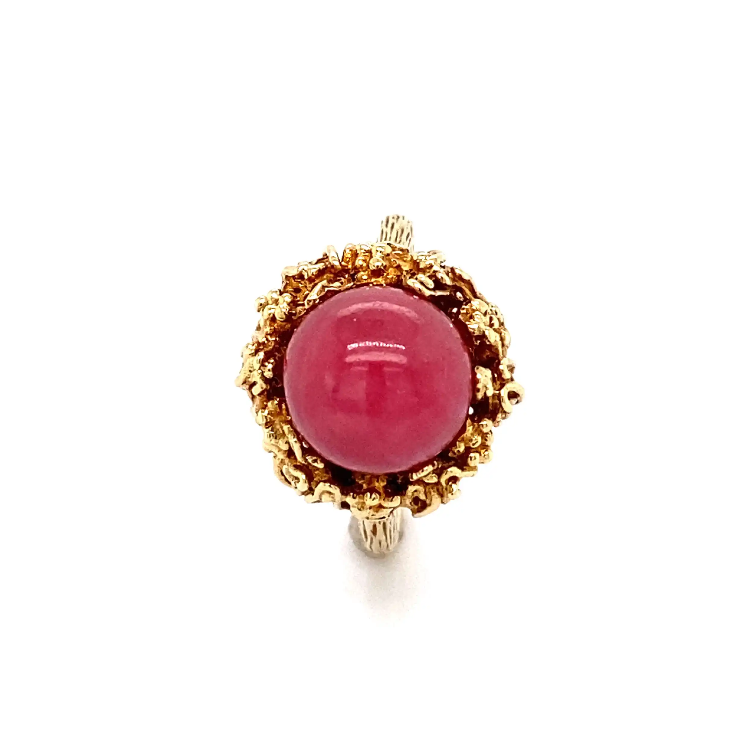 Ring Gelbgold mit Rhodonit Cabochon Ring Gelbgold mit Rhodonit Cabochon