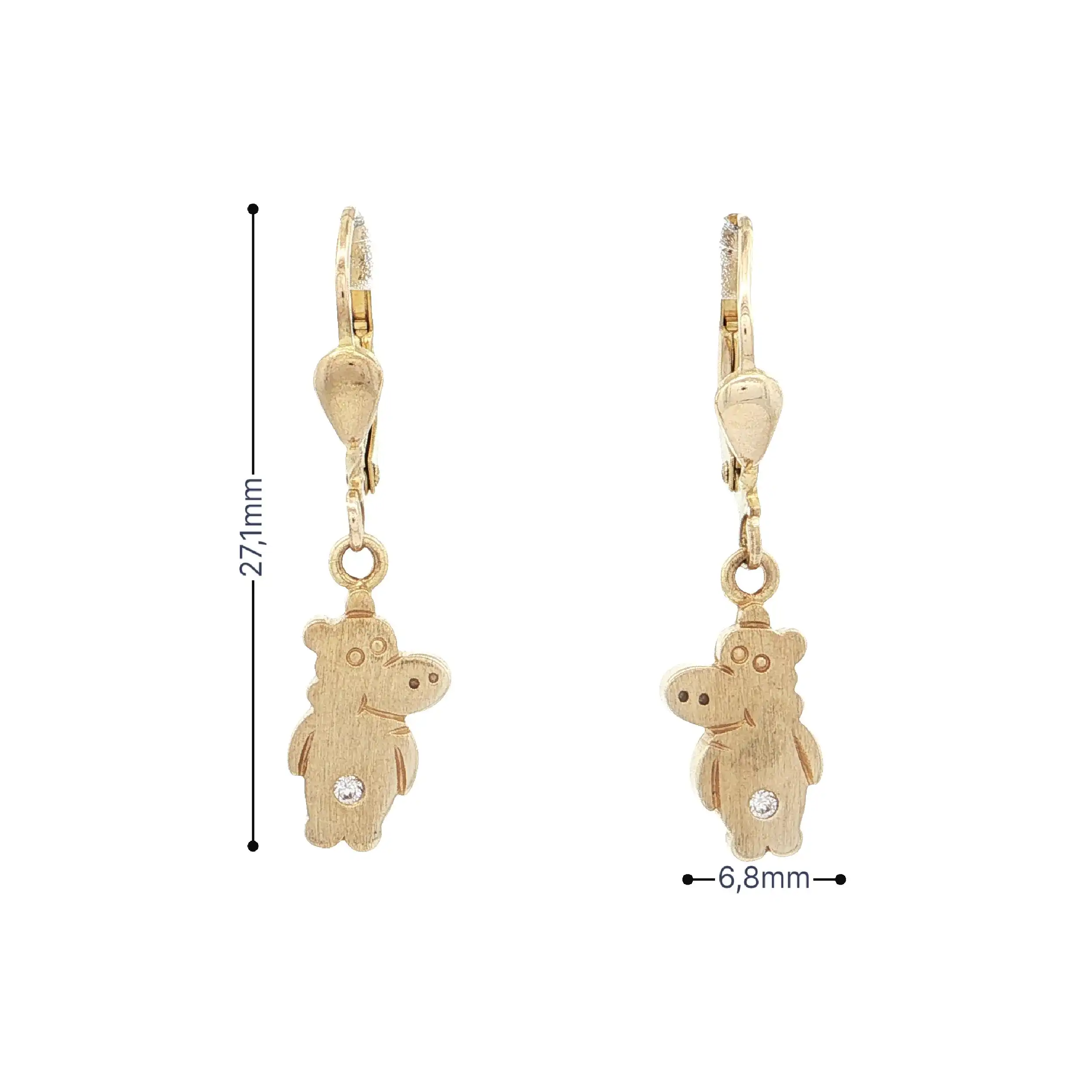 Ohrhänger Gelbgold "Hippo" mit Zirkonia