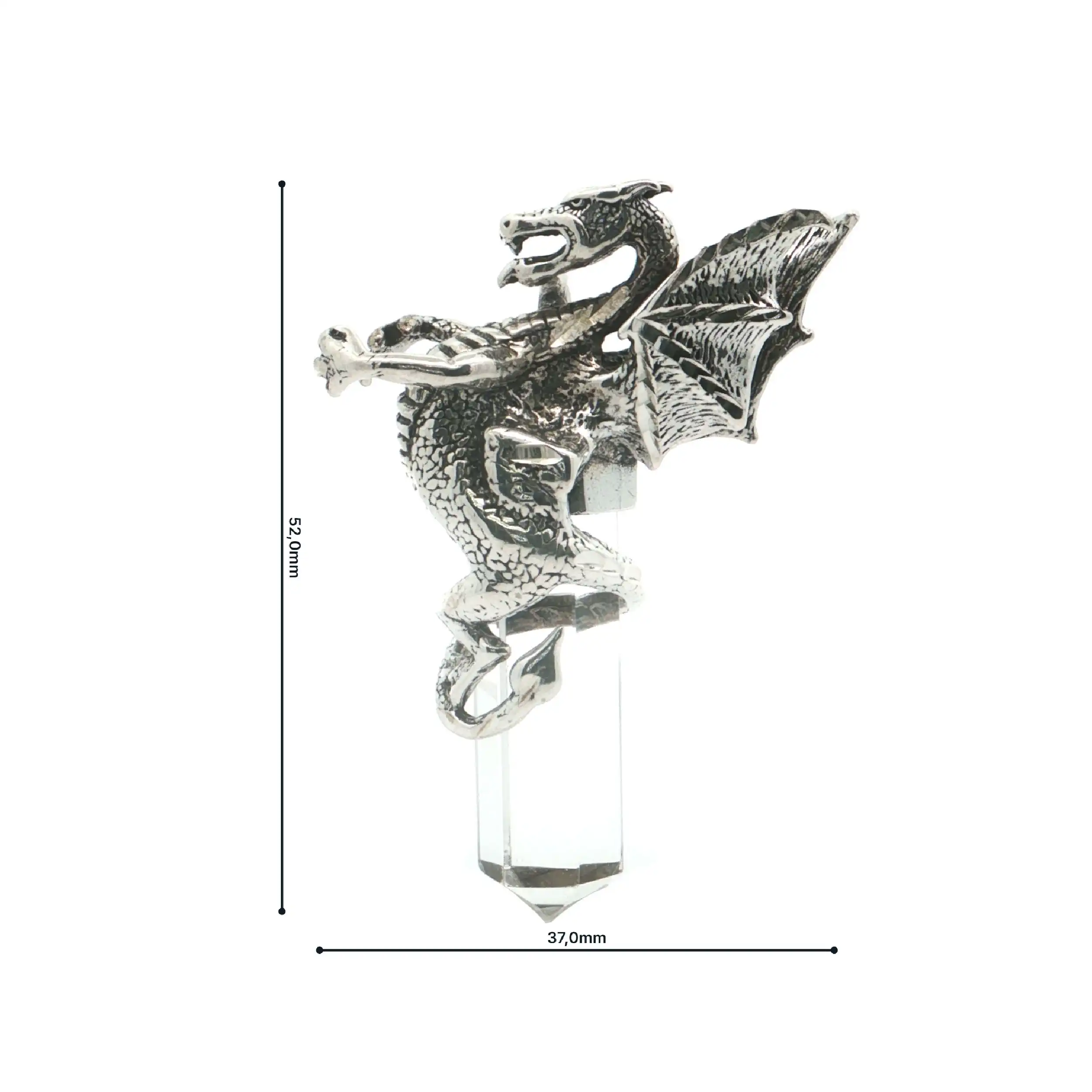 Silberanhänger Drache mit Kristall