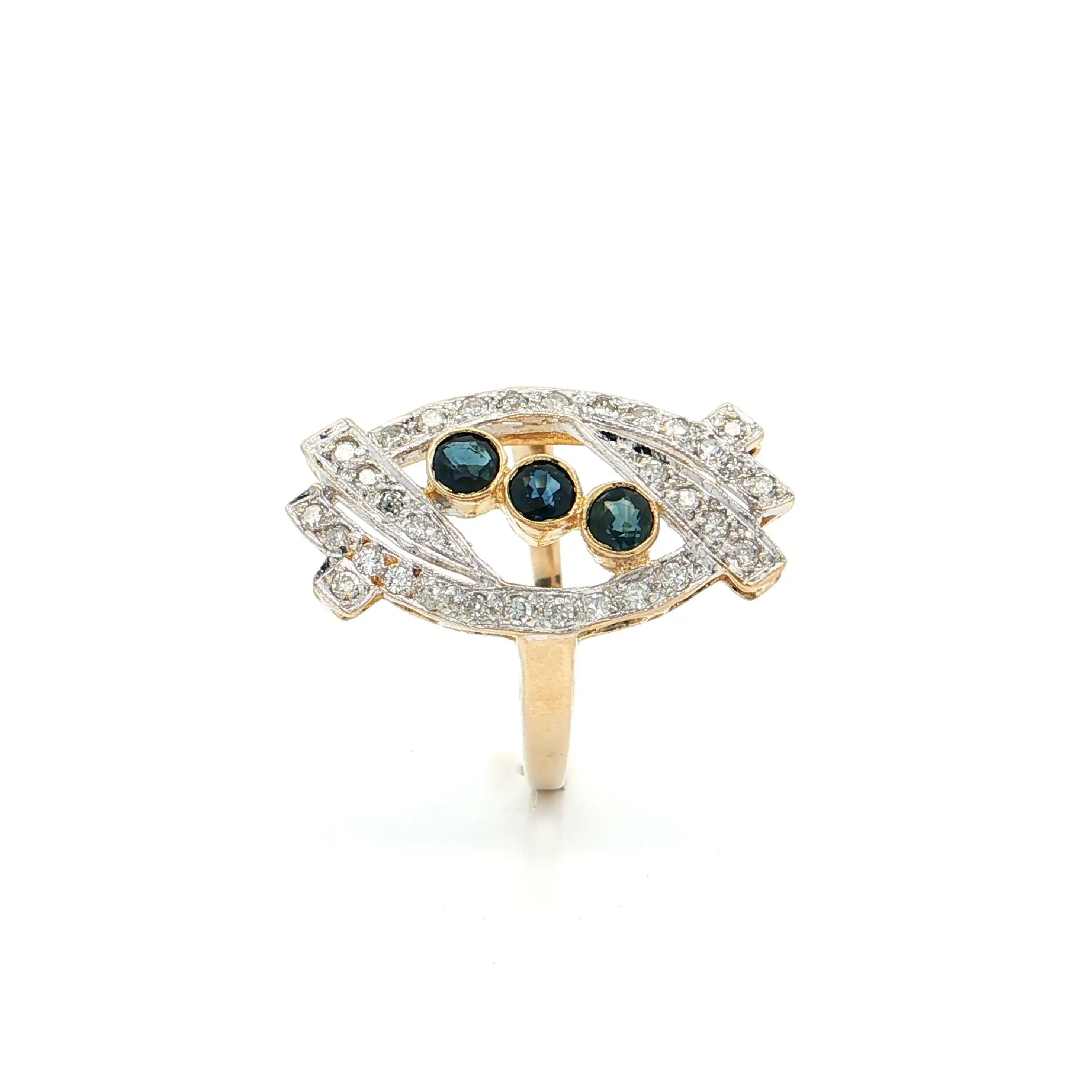 Ring Bicolor mit Diamanten und Saphir Ring Bicolor mit Diamanten und Saphir