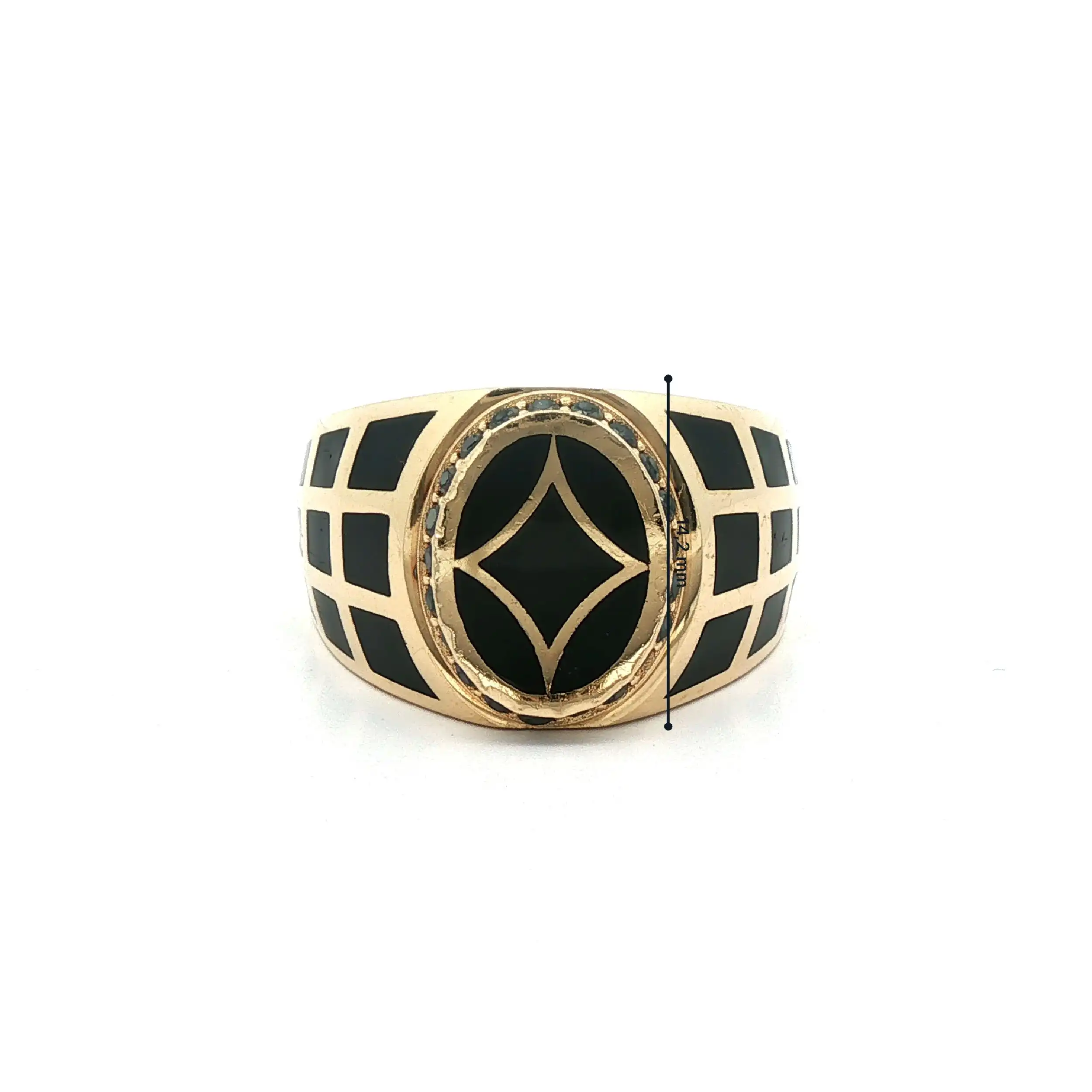 Herrenring Gelbgold mit schwarzer Emaille