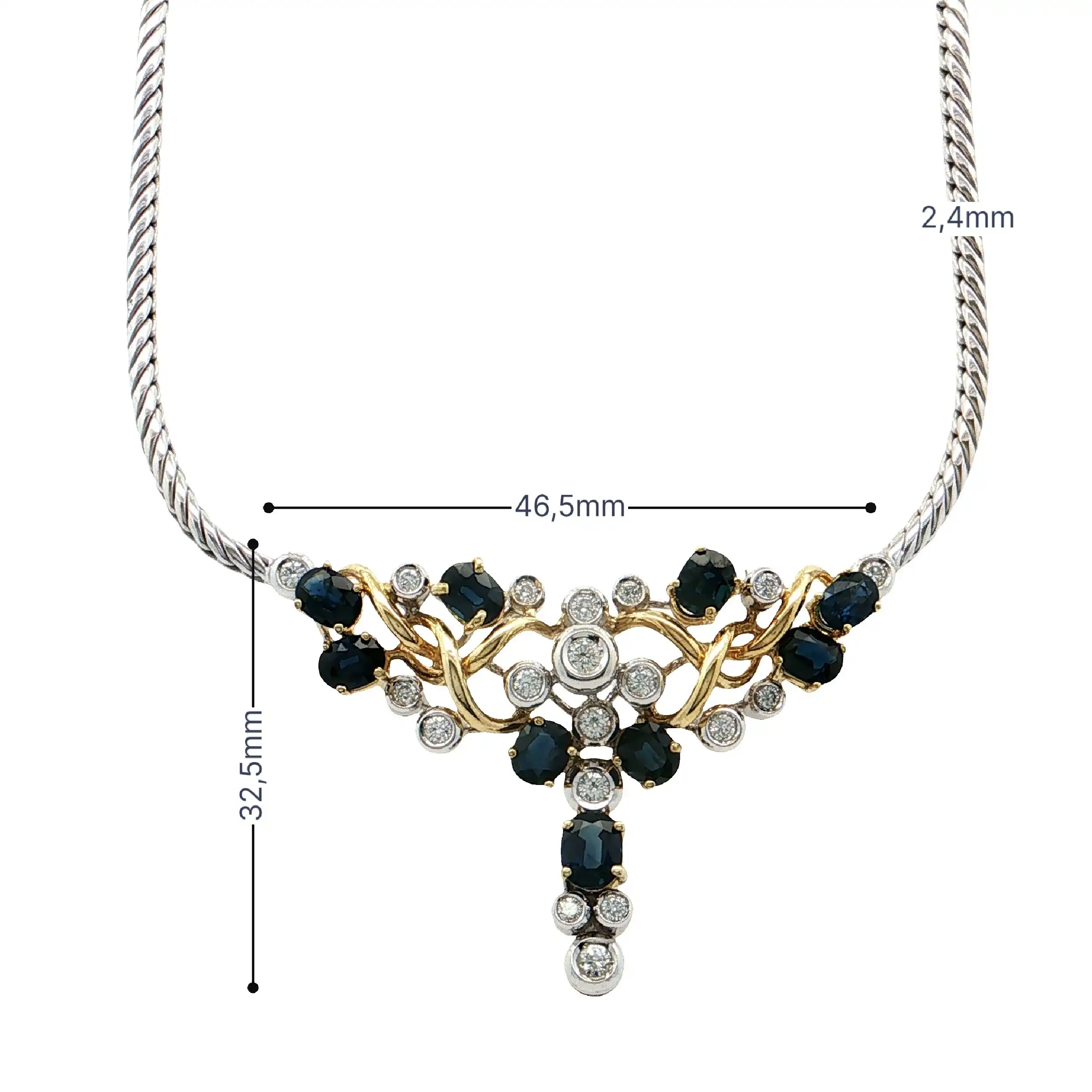 Collier Bicolor mit Saphiren und Brillanten Collier Bicolor mit Saphiren und Brillanten