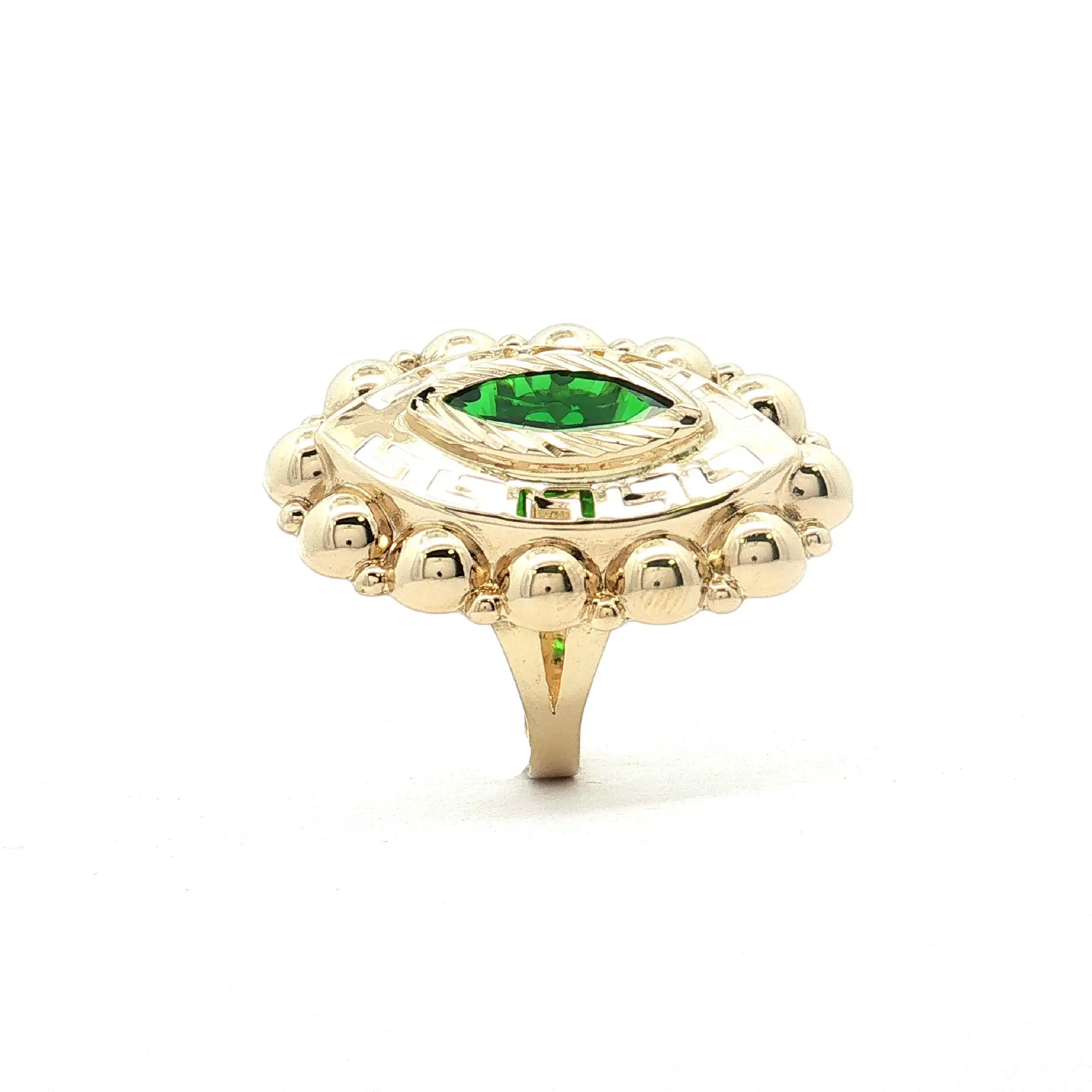 Ring Gelbgold mit grünem Stein