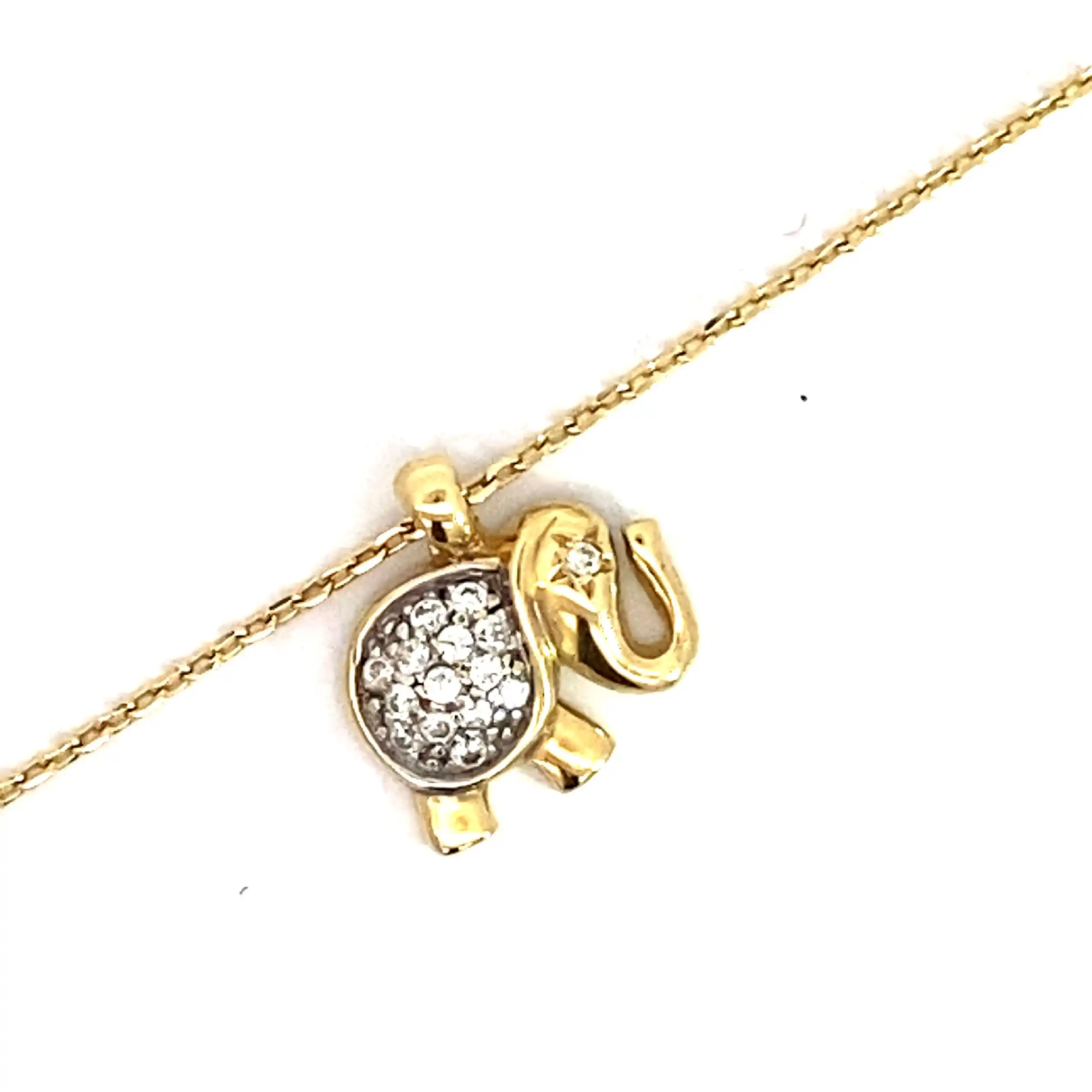 Ankerkette Gelbgold mit Elefantenanhänger Bicolor Zirkonia Ankerkette Gelbgold mit Elefantenanhänger Bicolor Zirkonia