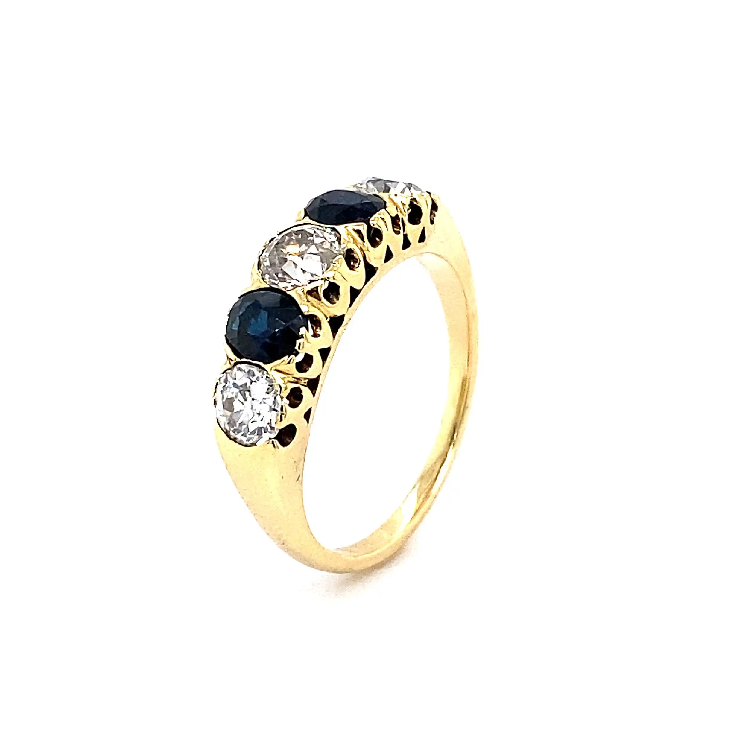 Ring Gelbgold mit Saphiren und Brillanten im Altschliff
