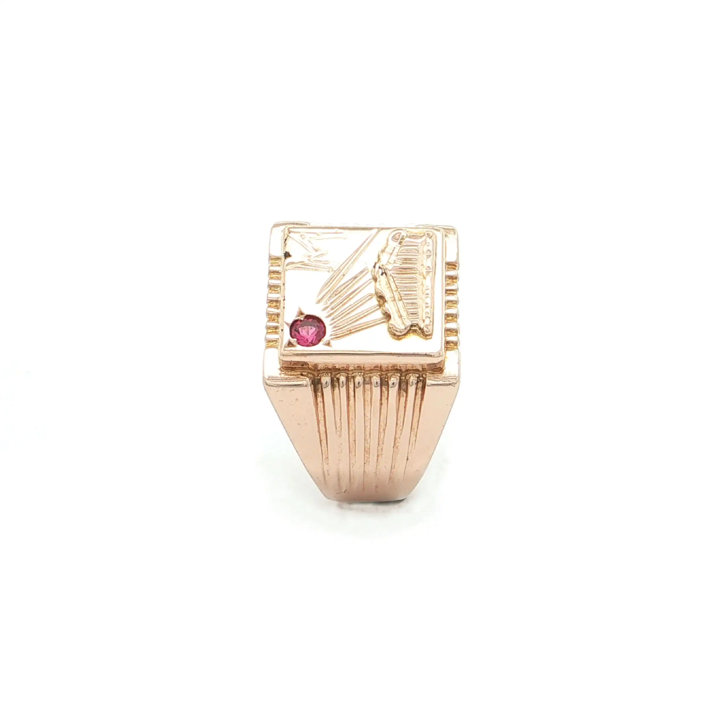Ring Rotgold mit pinkem Farbstein