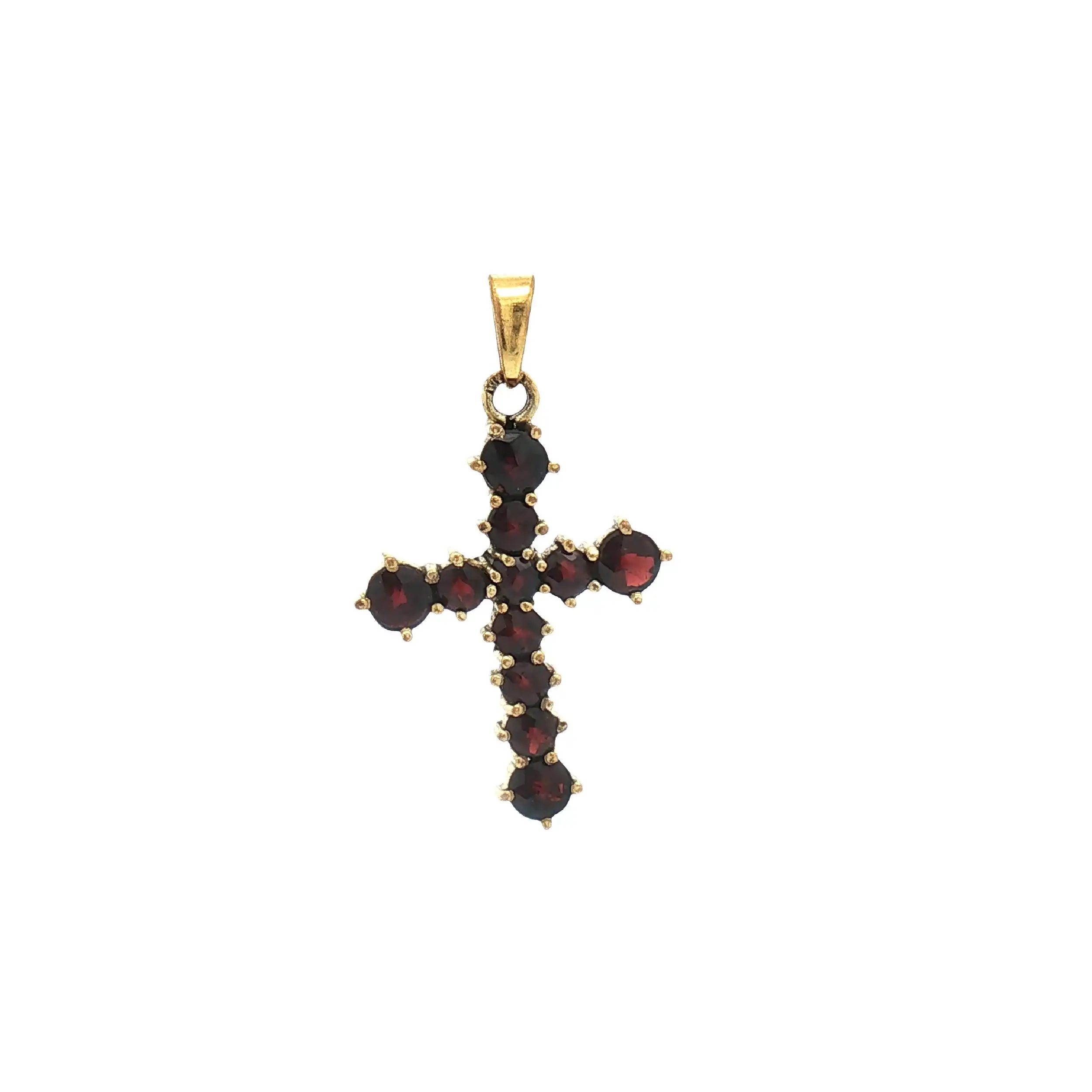 Kreuzanhänger Gelbgold mit Granat Kreuzanhänger Gelbgold mit Granat