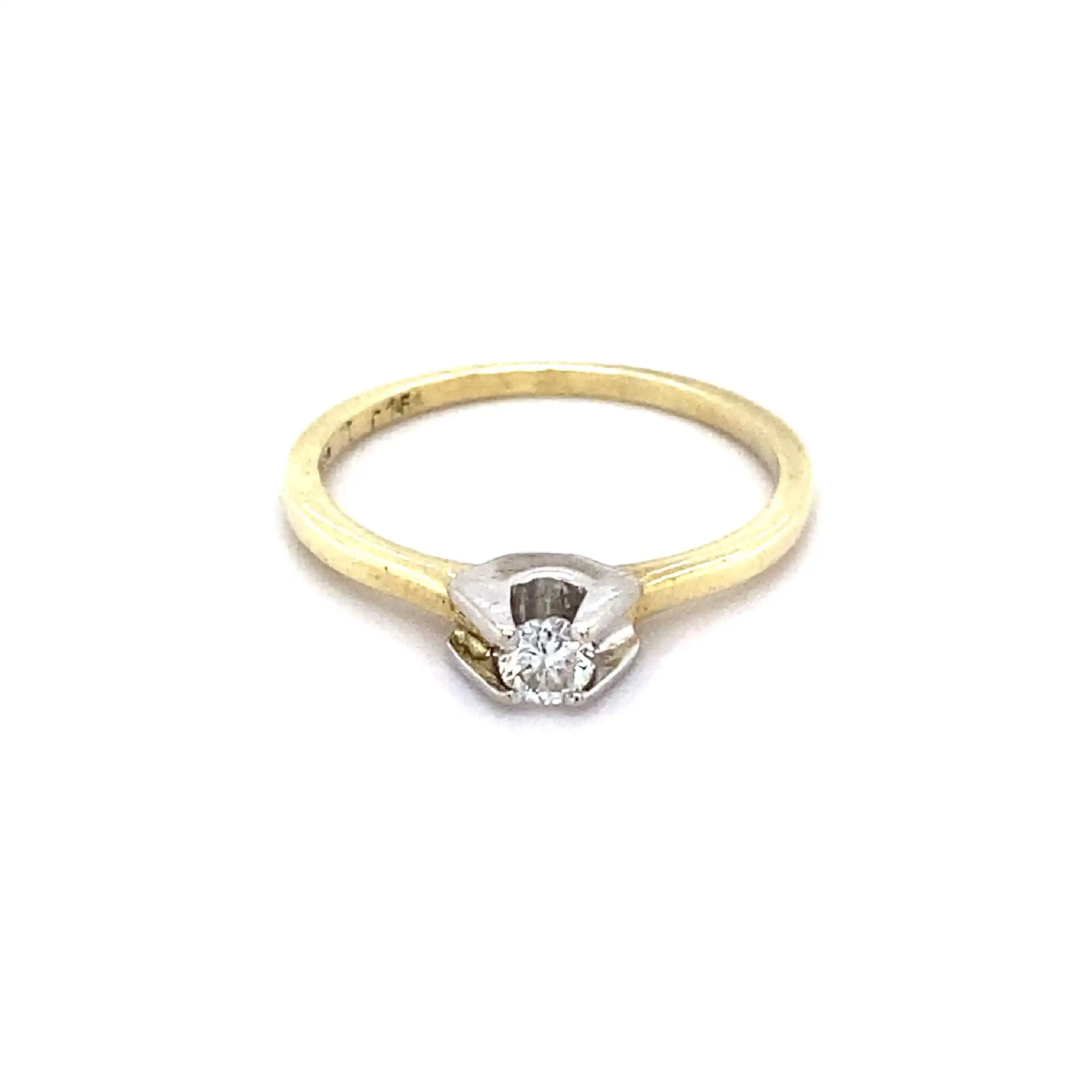 Ring Bicolor mit Brillant, graviert mit 0,15ct Ring Bicolor mit Brillant, graviert mit 0,15ct