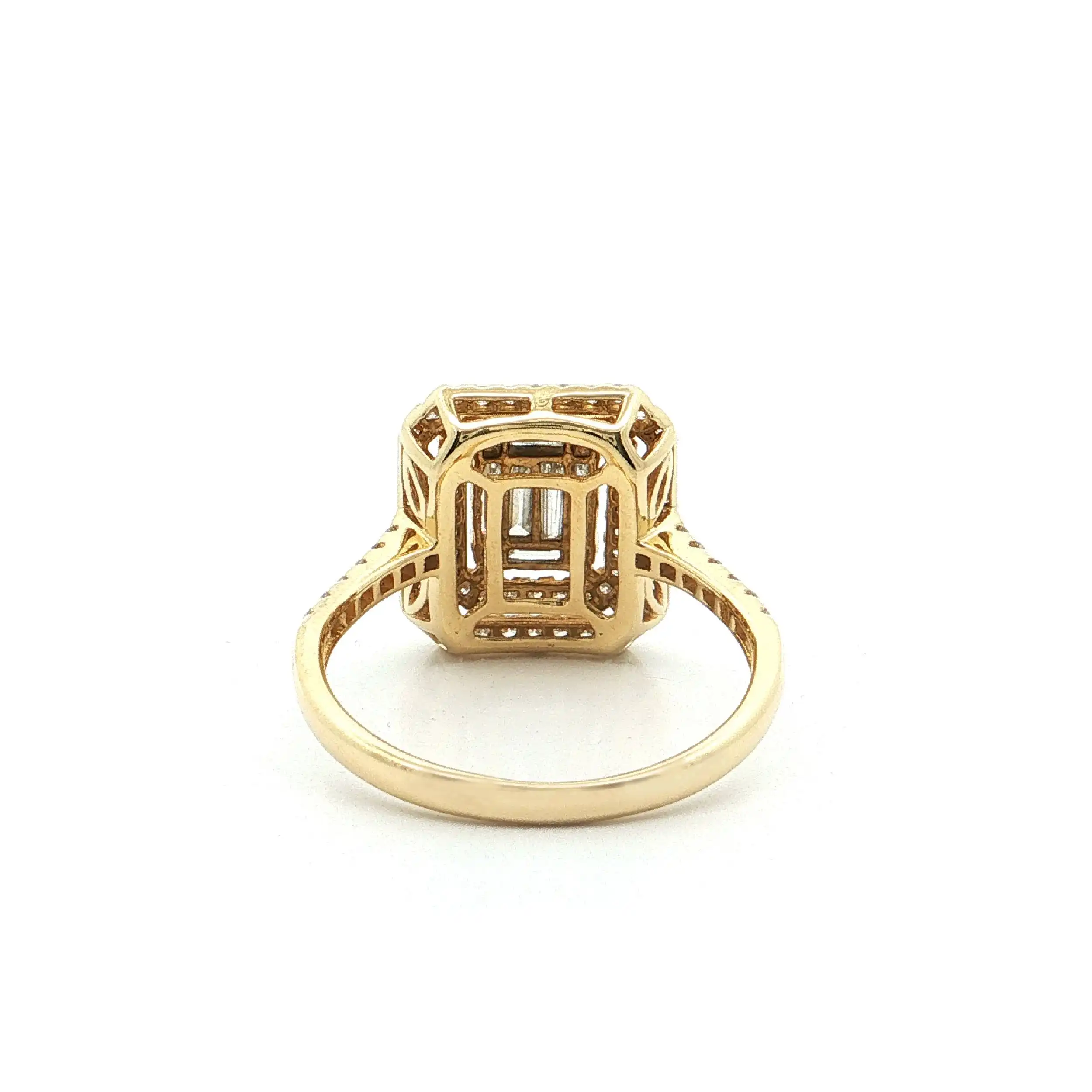 Ring Gelbgold mit Diamanten und Brillanten, graviert mit 0,95ct