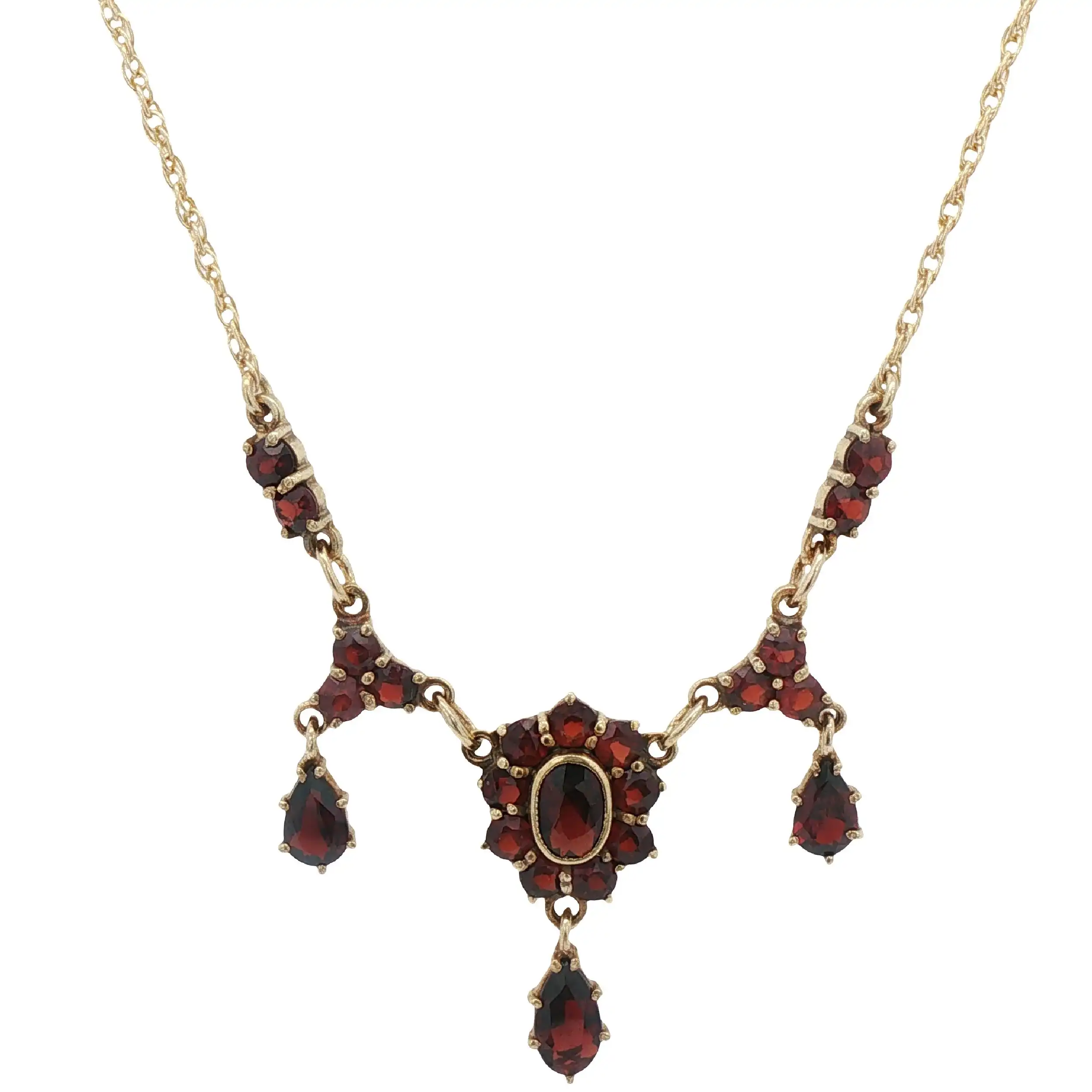 Collier Gelbgold mit Granatsteinen Collier Gelbgold mit Granatsteinen
