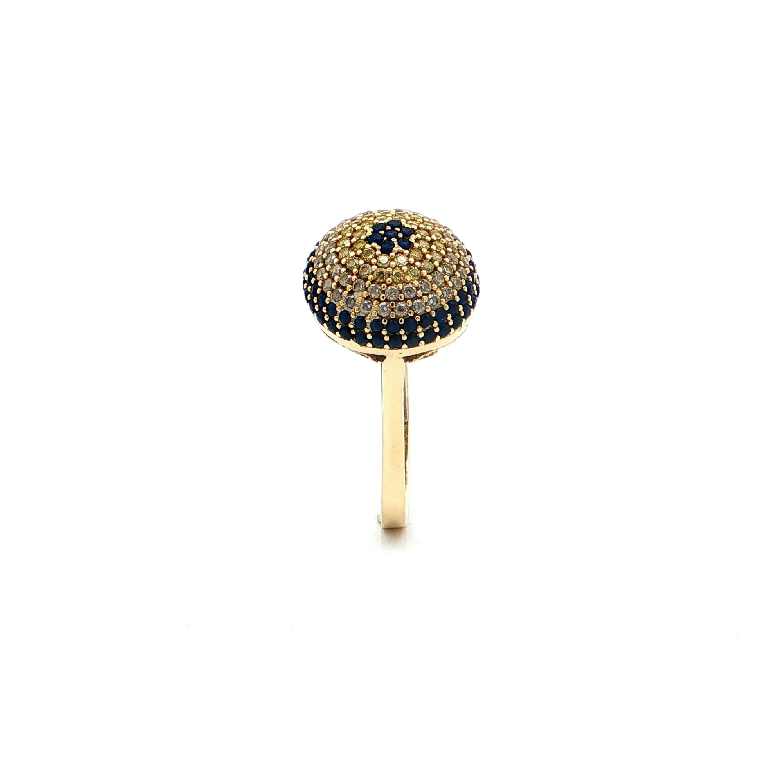 Ring Gelbgold mit blauen, gelben Farbsteinen & Zirkonia