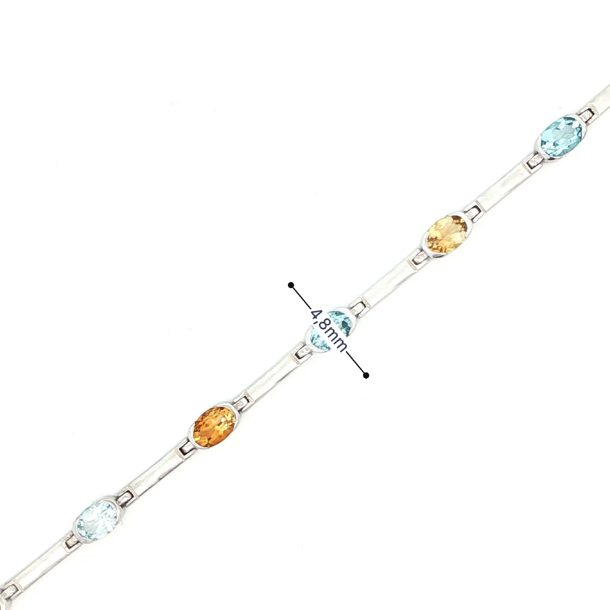 Armband Bicolor hellblaue und orangene Farbsteine