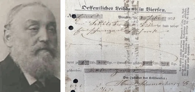 Erster Pfanschein von 1873 Pfandschein 1873